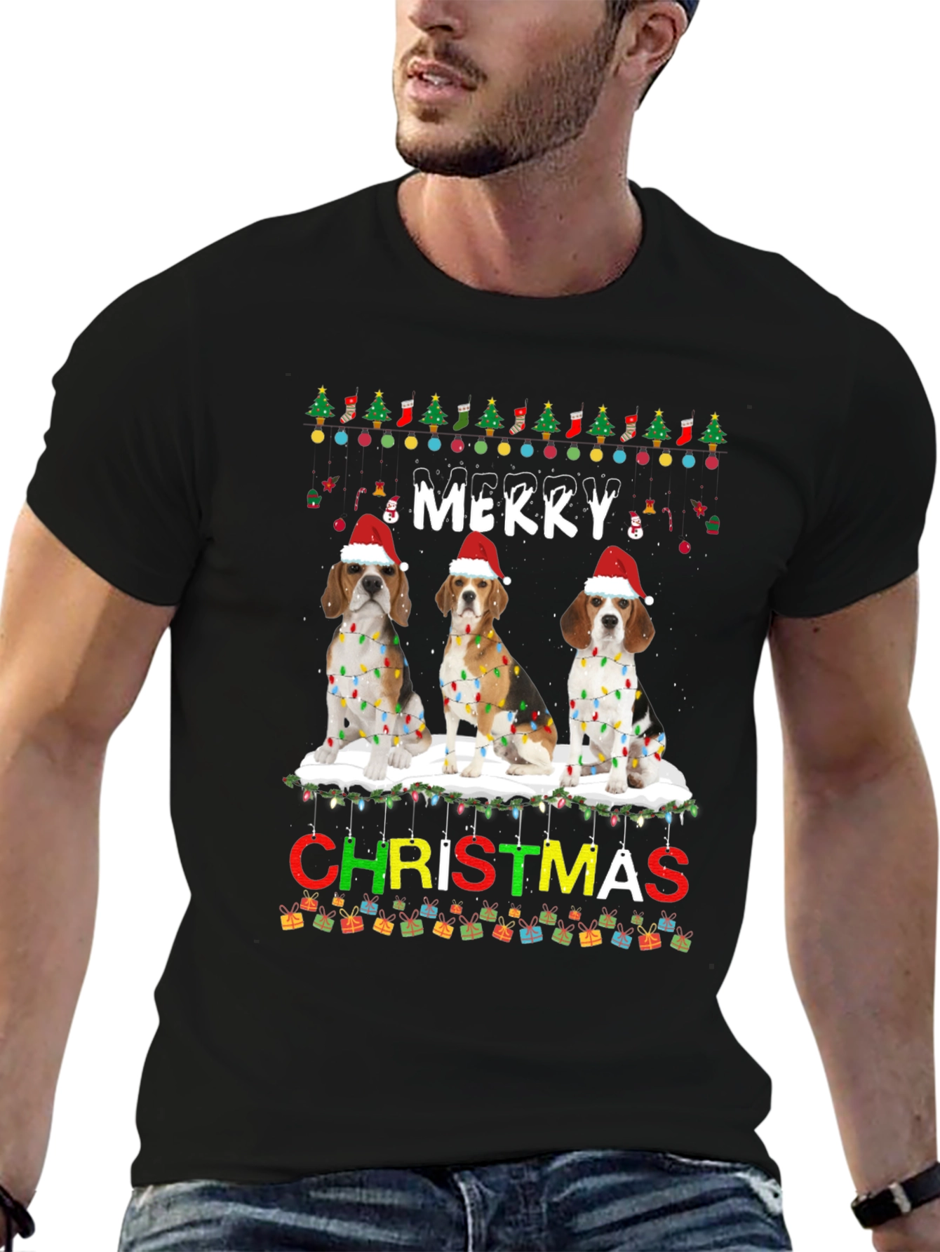 Merry Christmas Beagle Dog T-Shirt