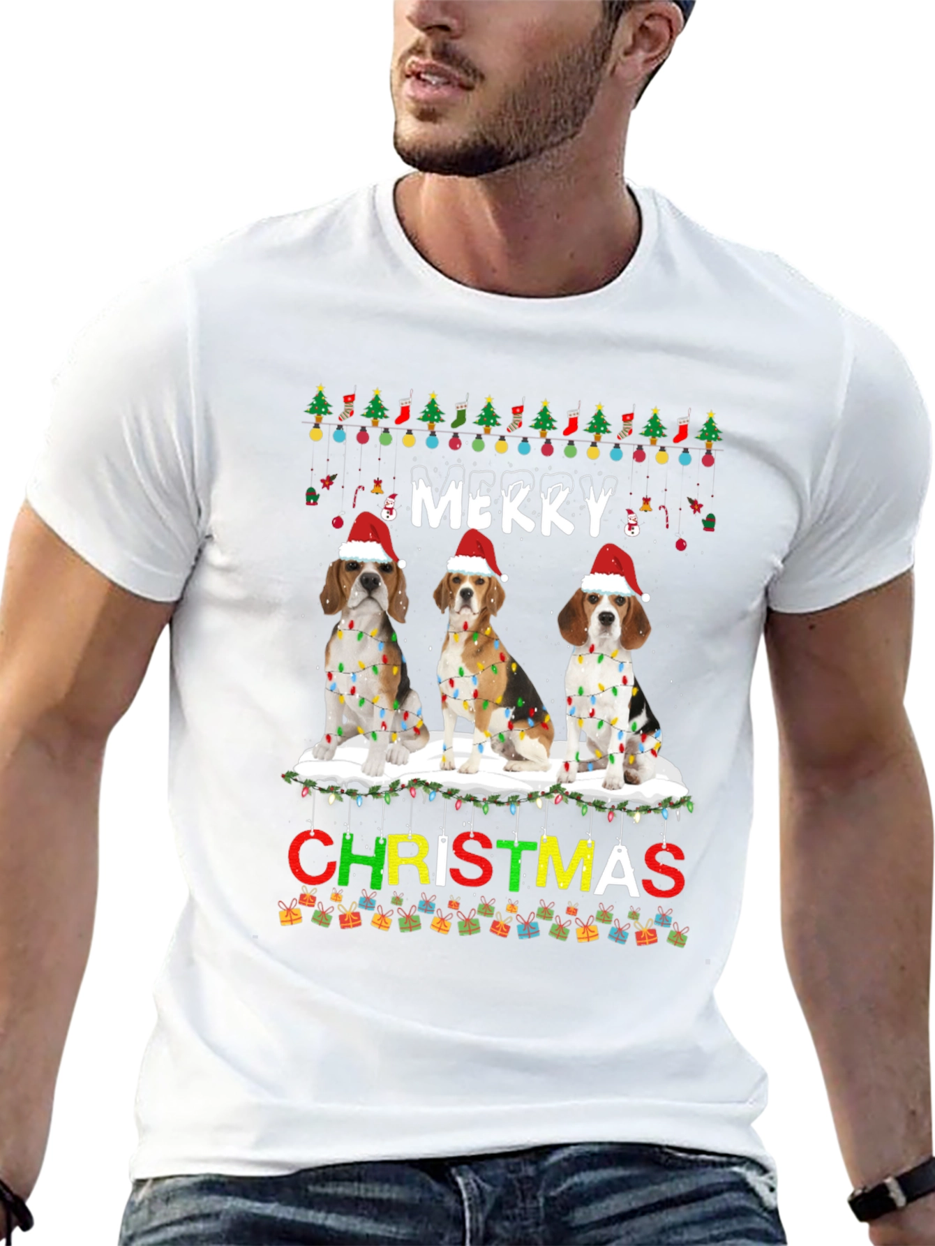 Merry Christmas Beagle Dog T-Shirt