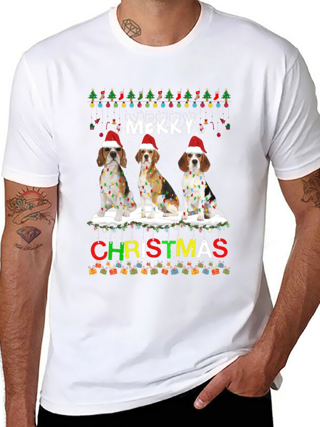 Merry Christmas Beagle Dog T-Shirt