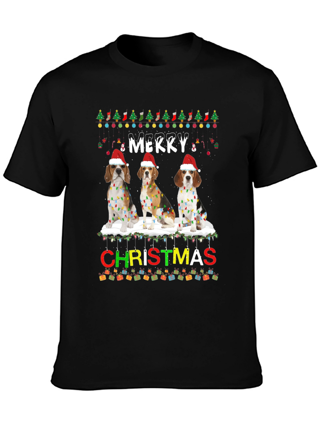 Merry Christmas Beagle Dog T-Shirt