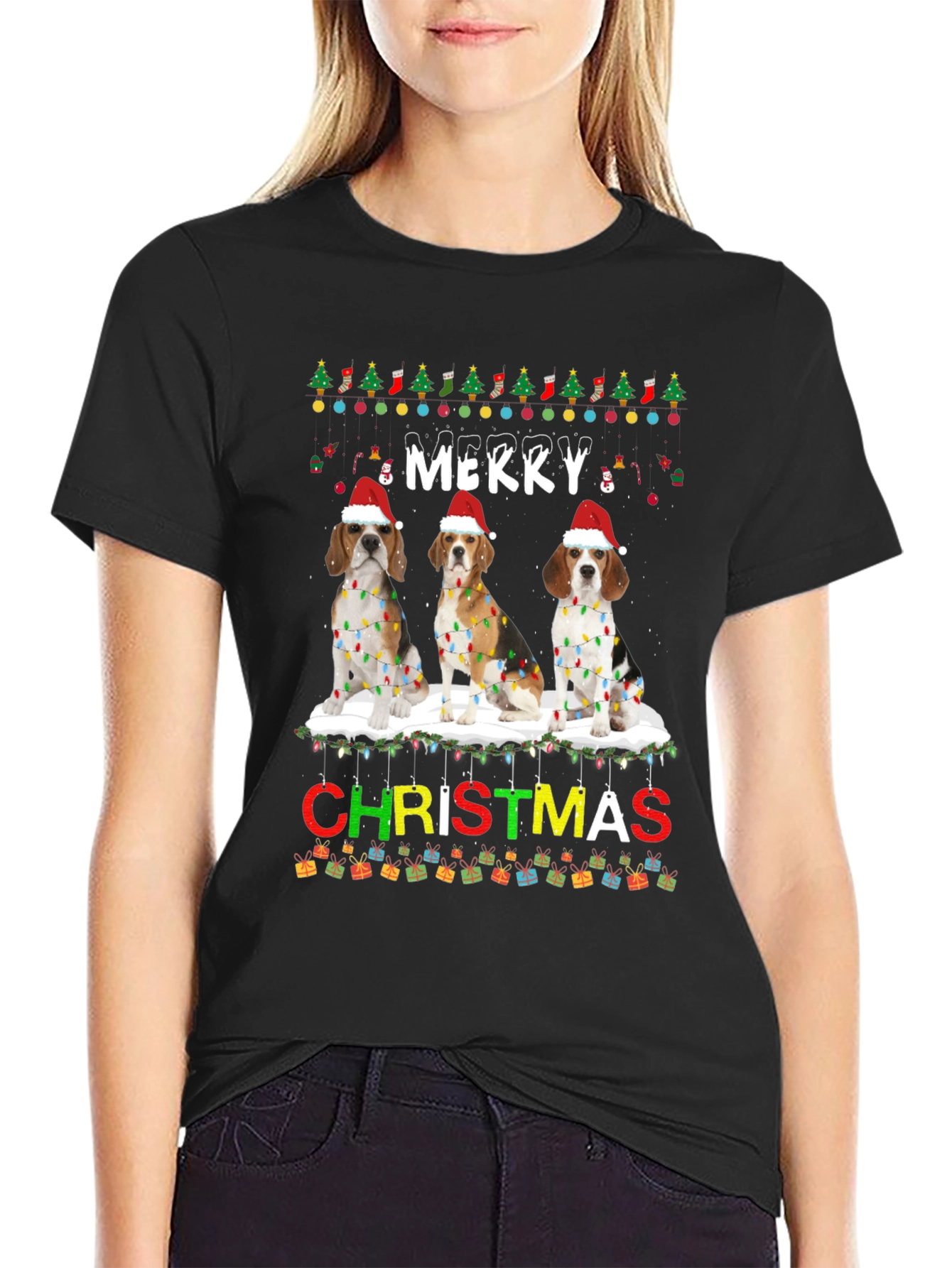 Merry Christmas Beagle Dog T-Shirt