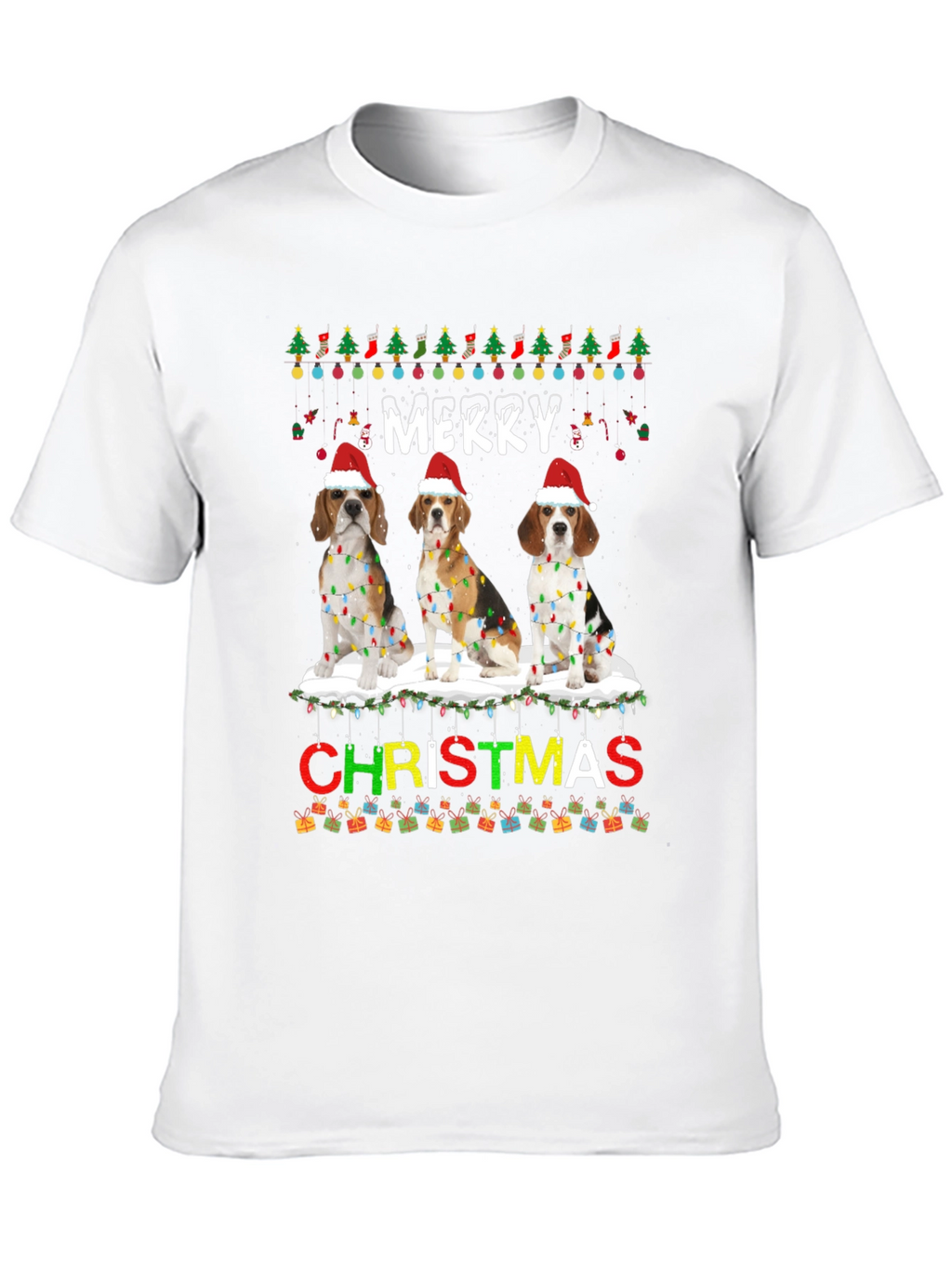 Merry Christmas Beagle Dog T-Shirt
