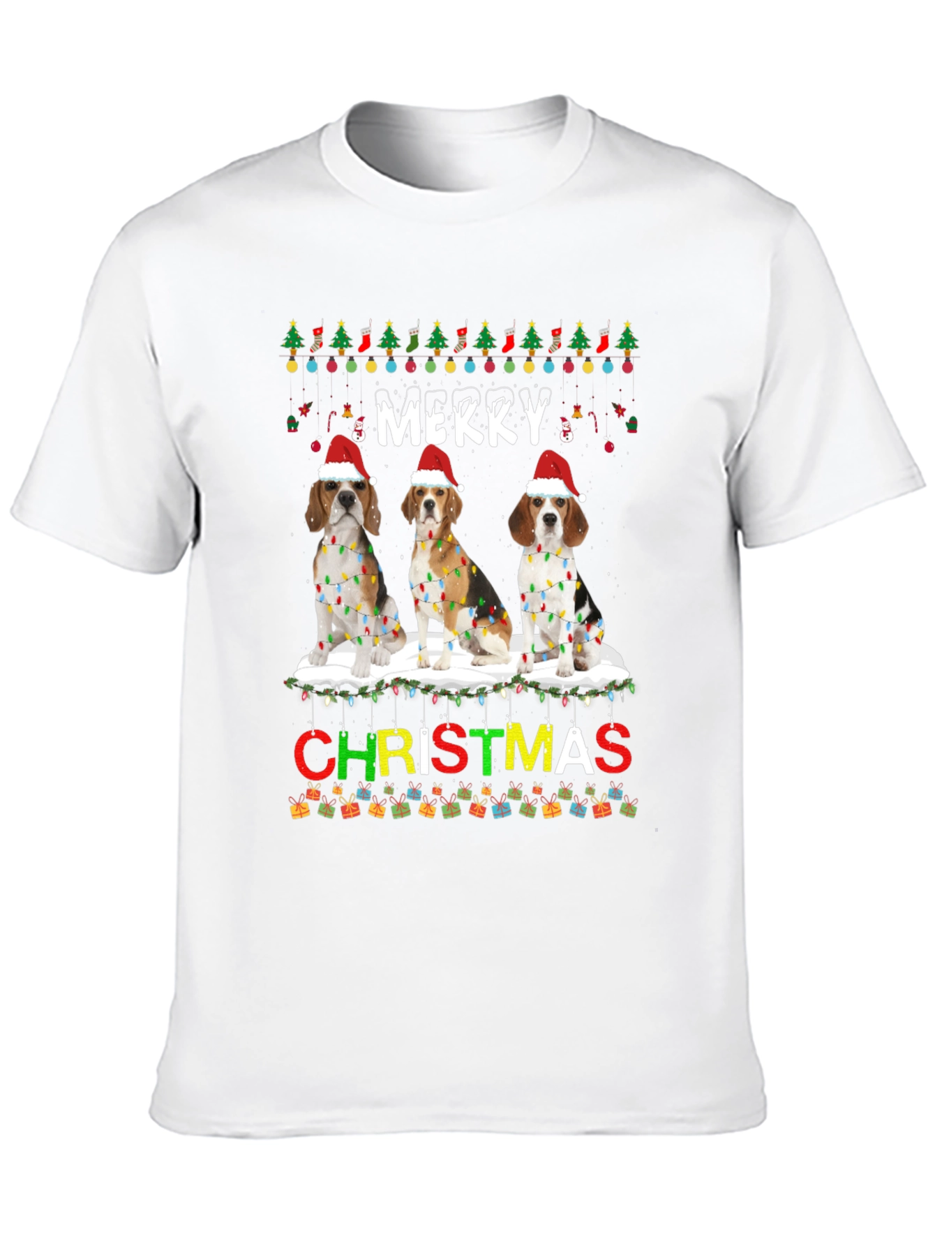 Merry Christmas Beagle Dog T-Shirt