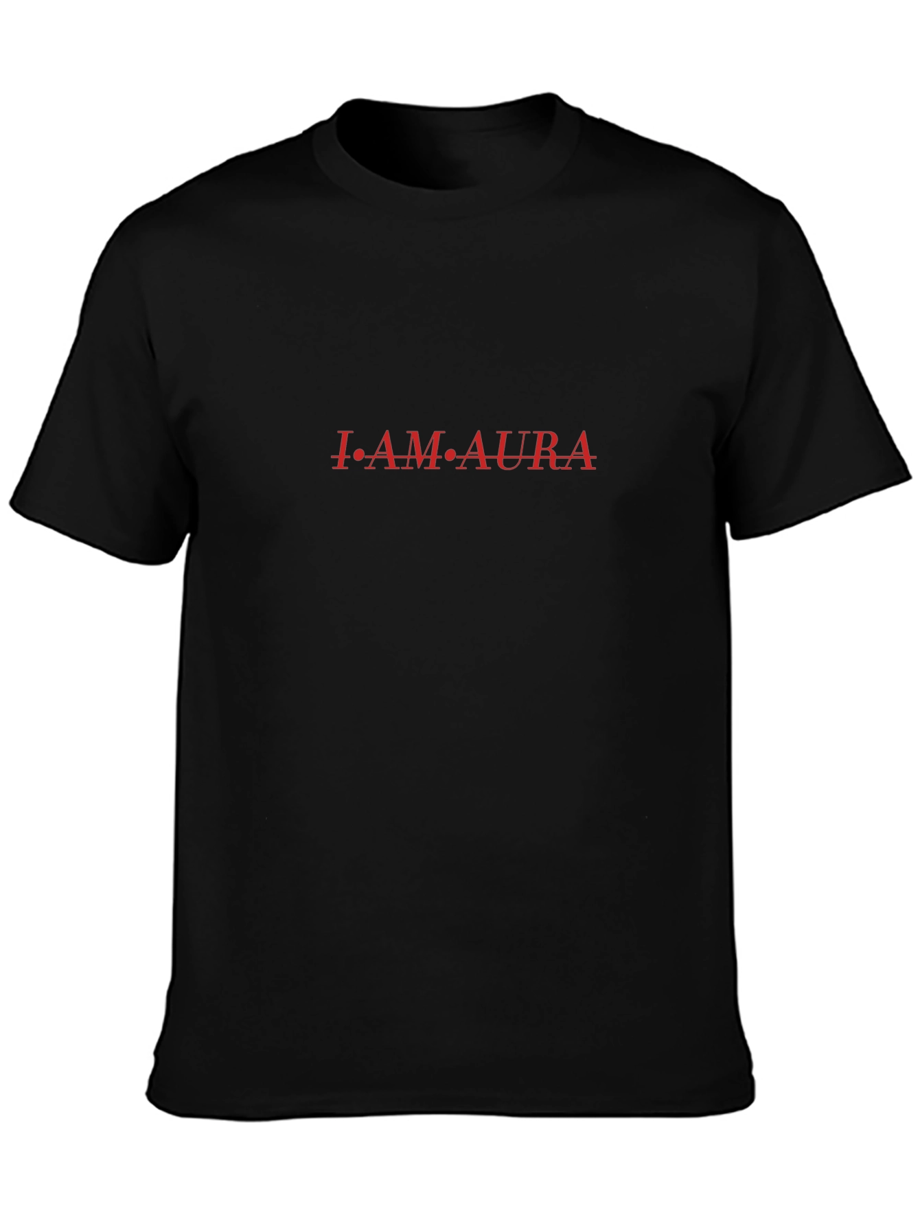 I AM AURA Red Graphic Black T-Shirt