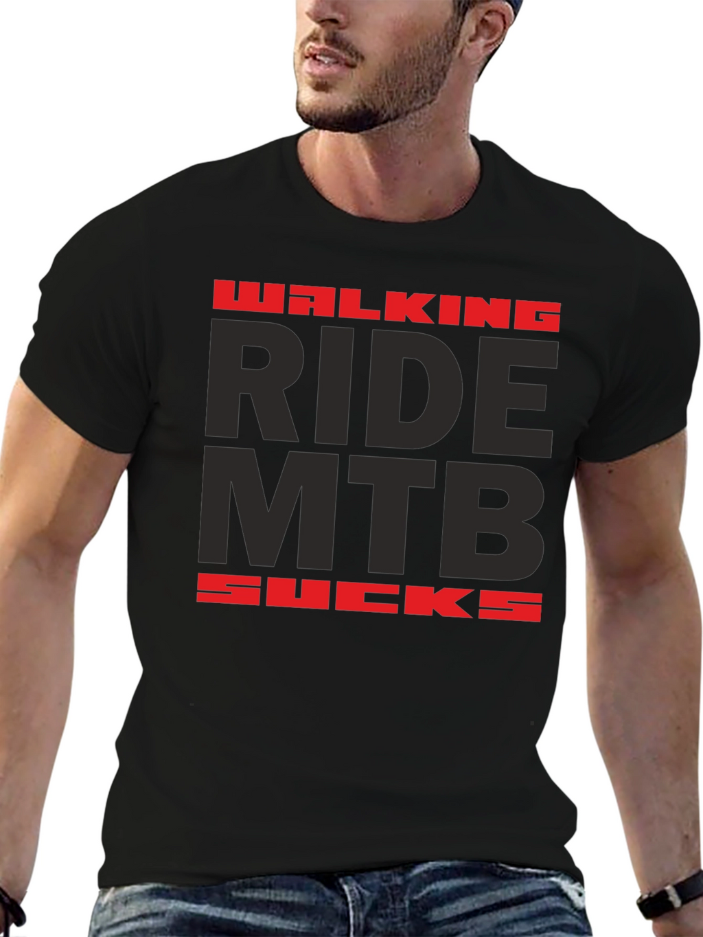 Walking Ride MTB Sucks Black Graphic Tee