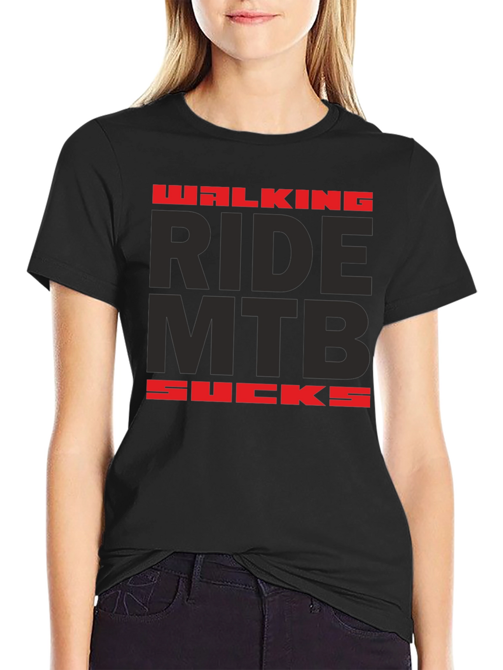 Walking Ride MTB Sucks Black Graphic Tee