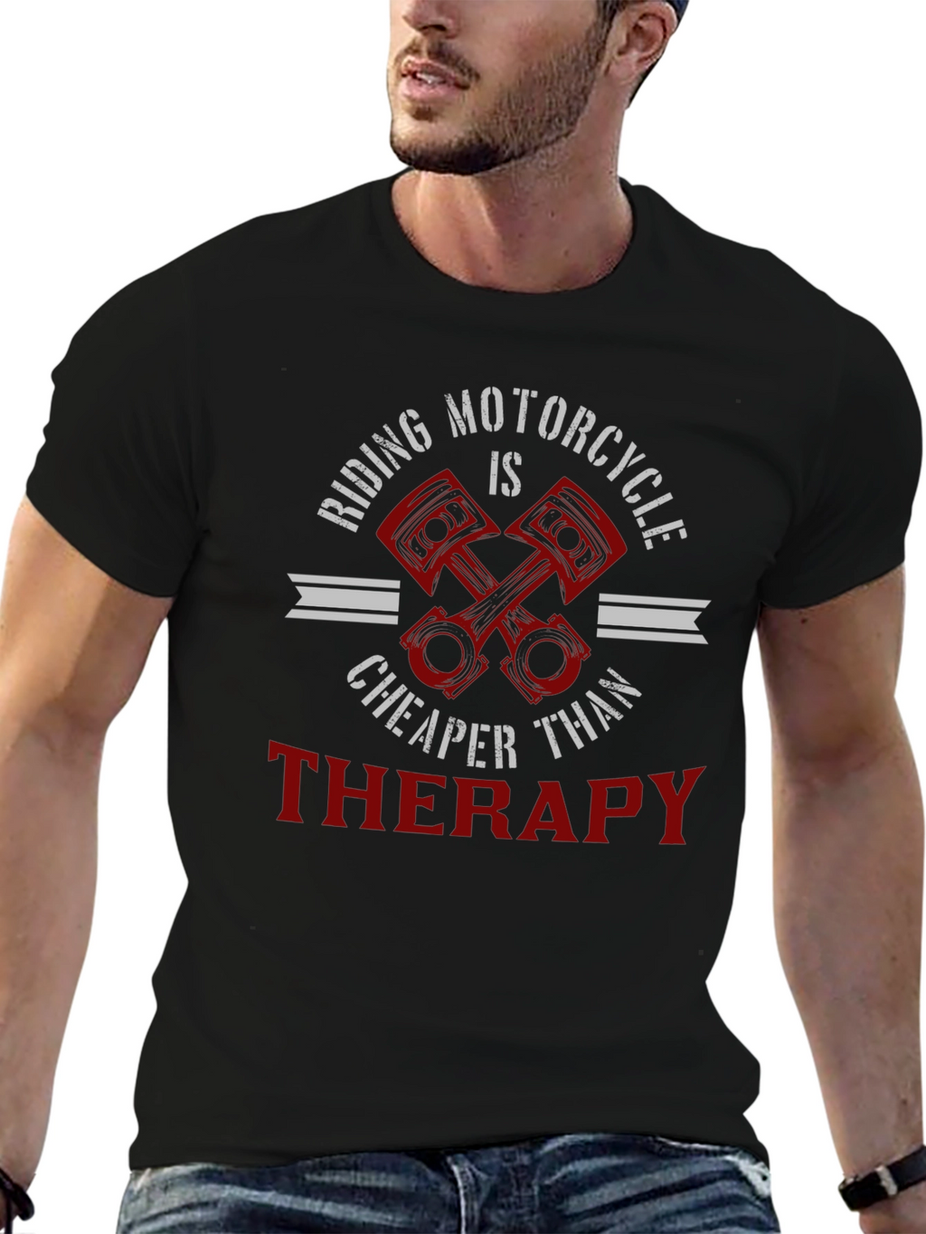 Riding Motorcycle Therapy Graphic T-Shirt