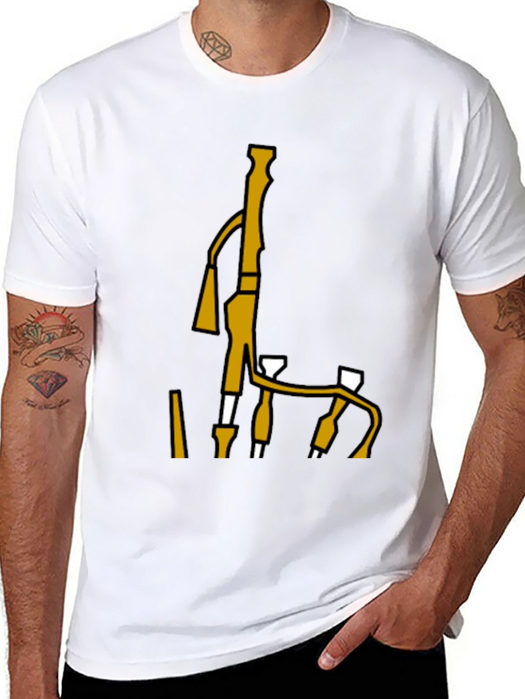 Bagpipes Graphic Tee - Black Cotton T-Shirt