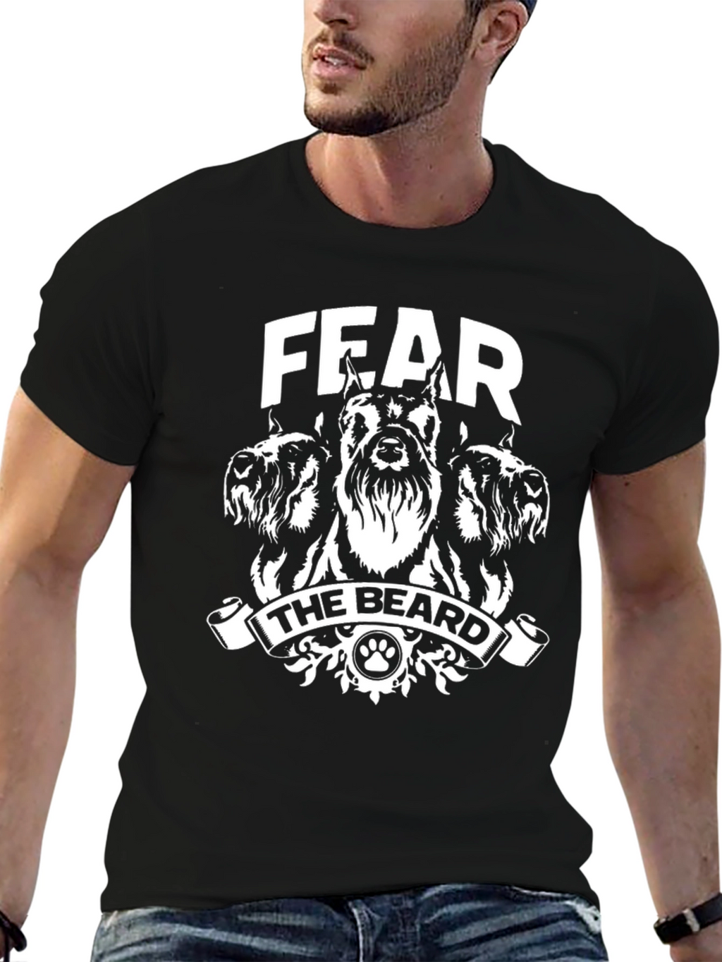 Fear the Beard Dog T-Shirt Funny Pet Lover Tee