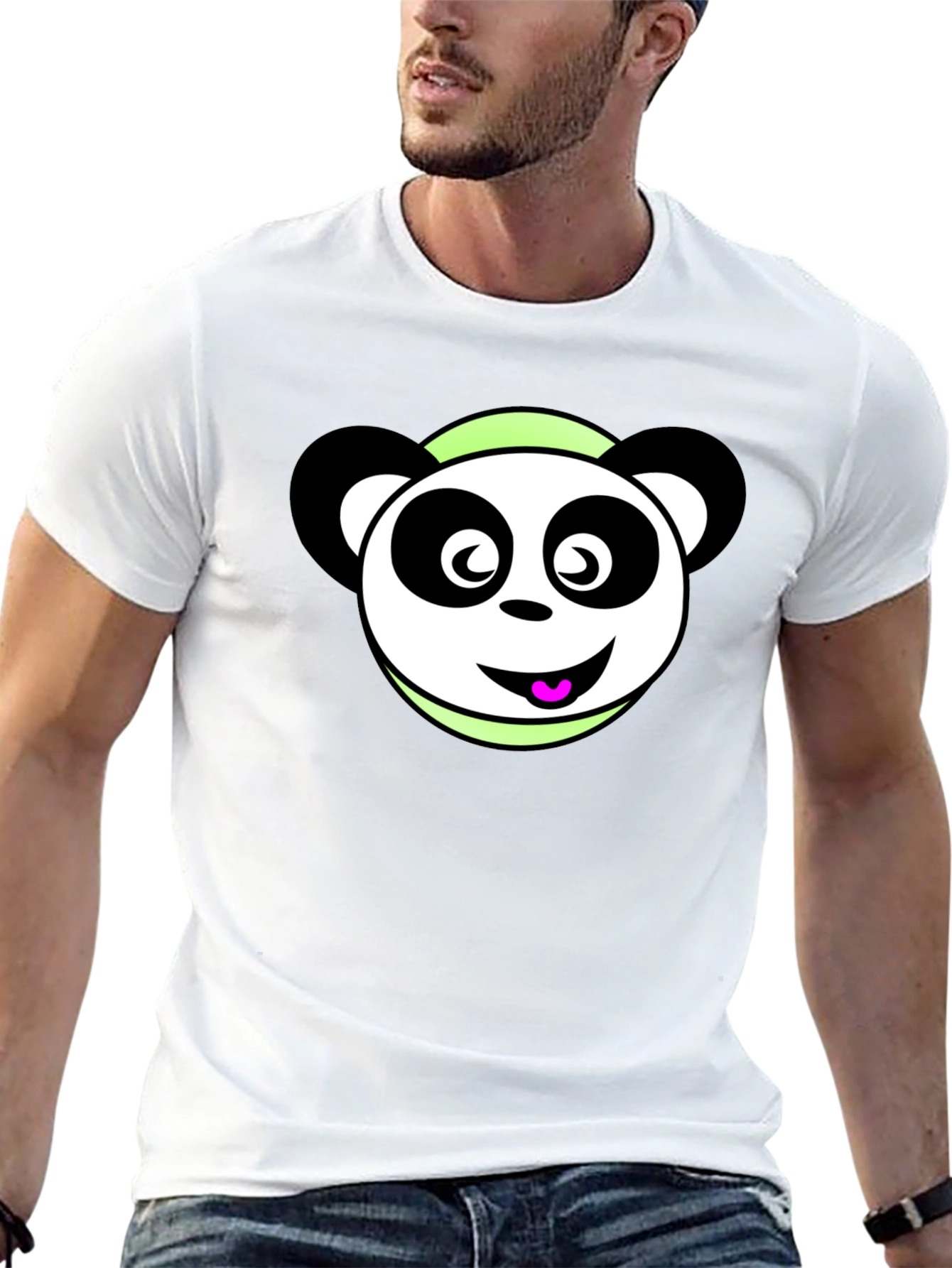 Cute Panda Cartoon Black T-Shirt