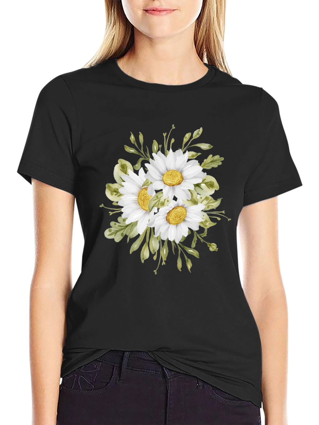Daisy Bouquet Black T-Shirt