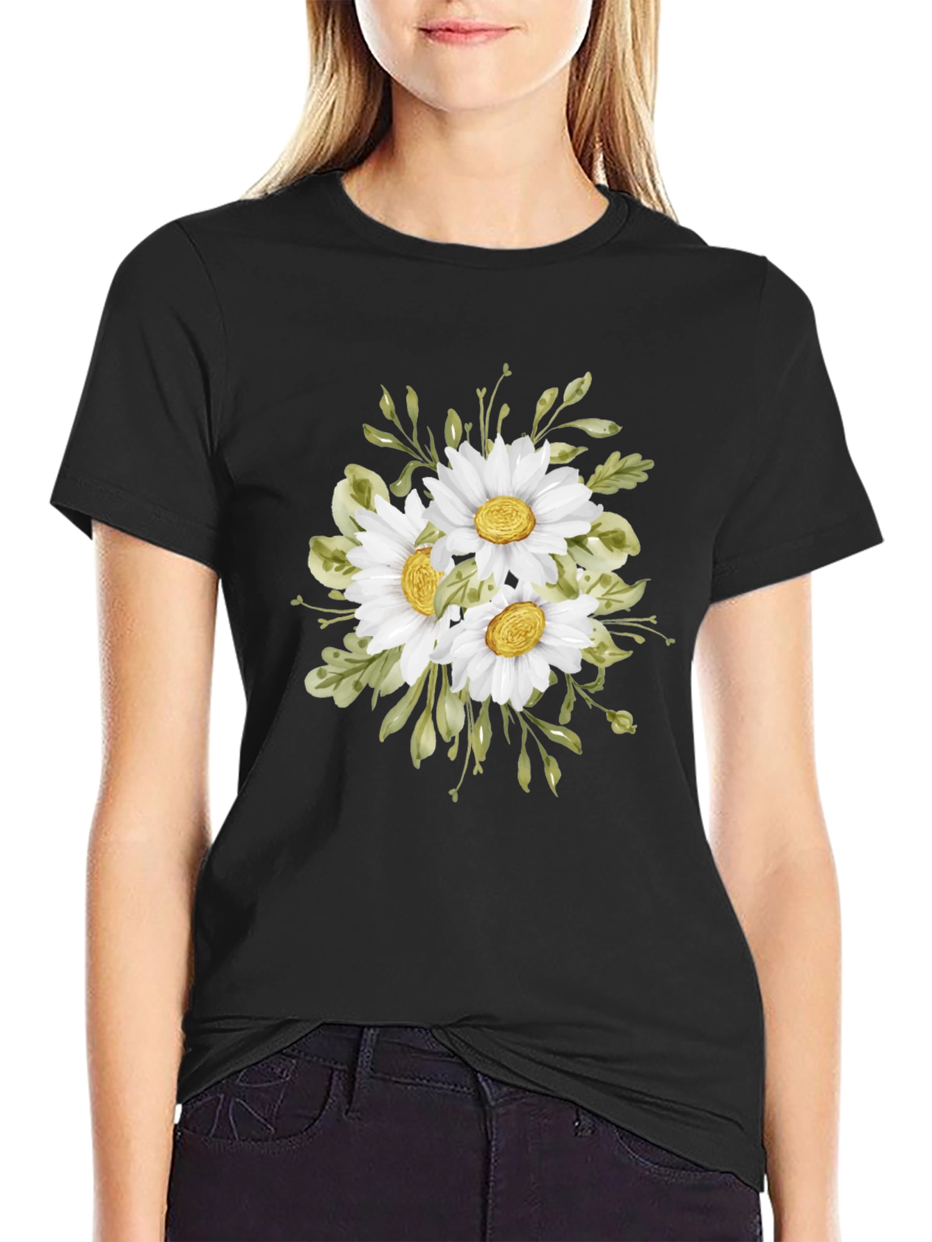 Daisy Bouquet Black T-Shirt