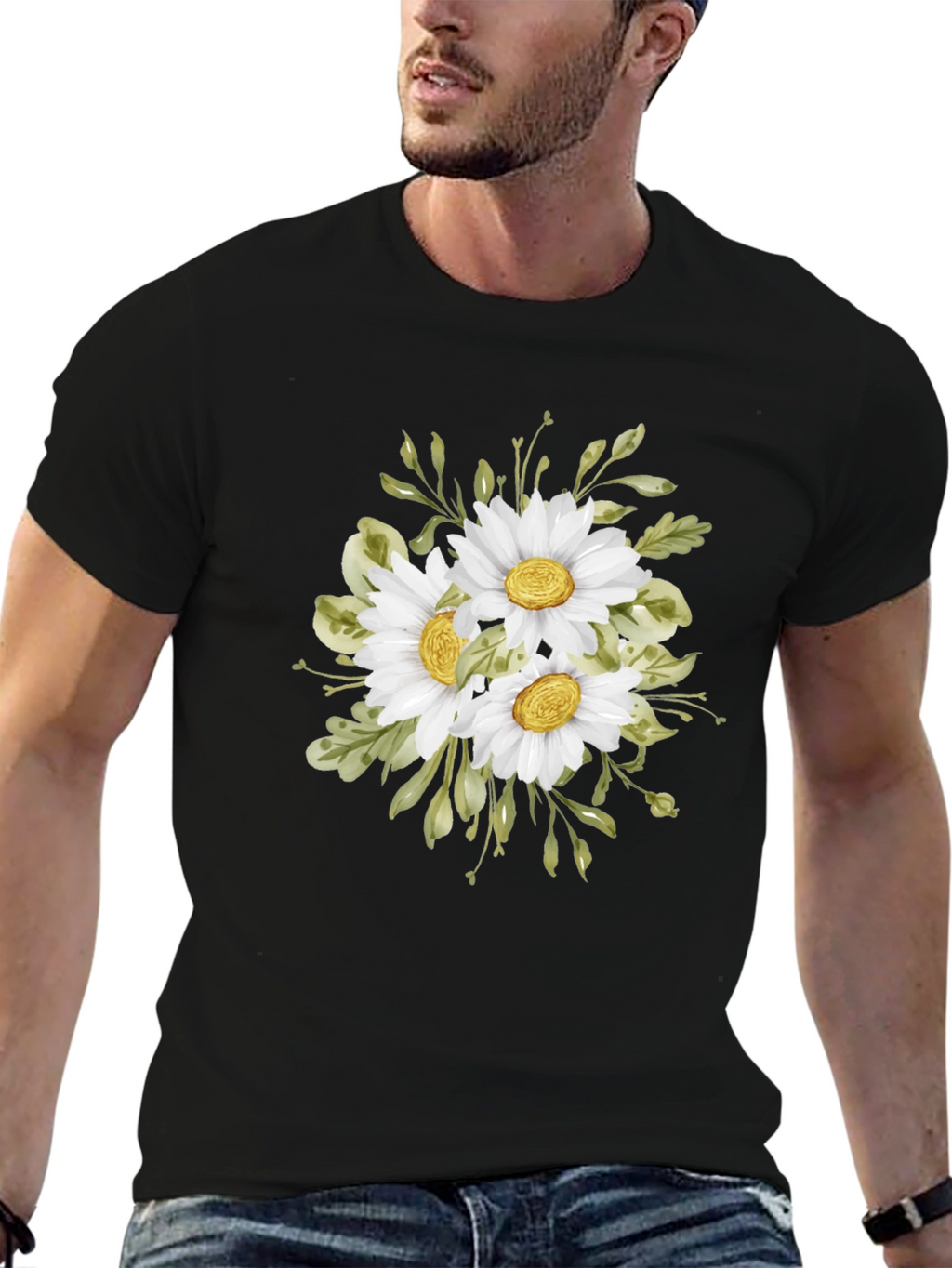 Daisy Bouquet Black T-Shirt