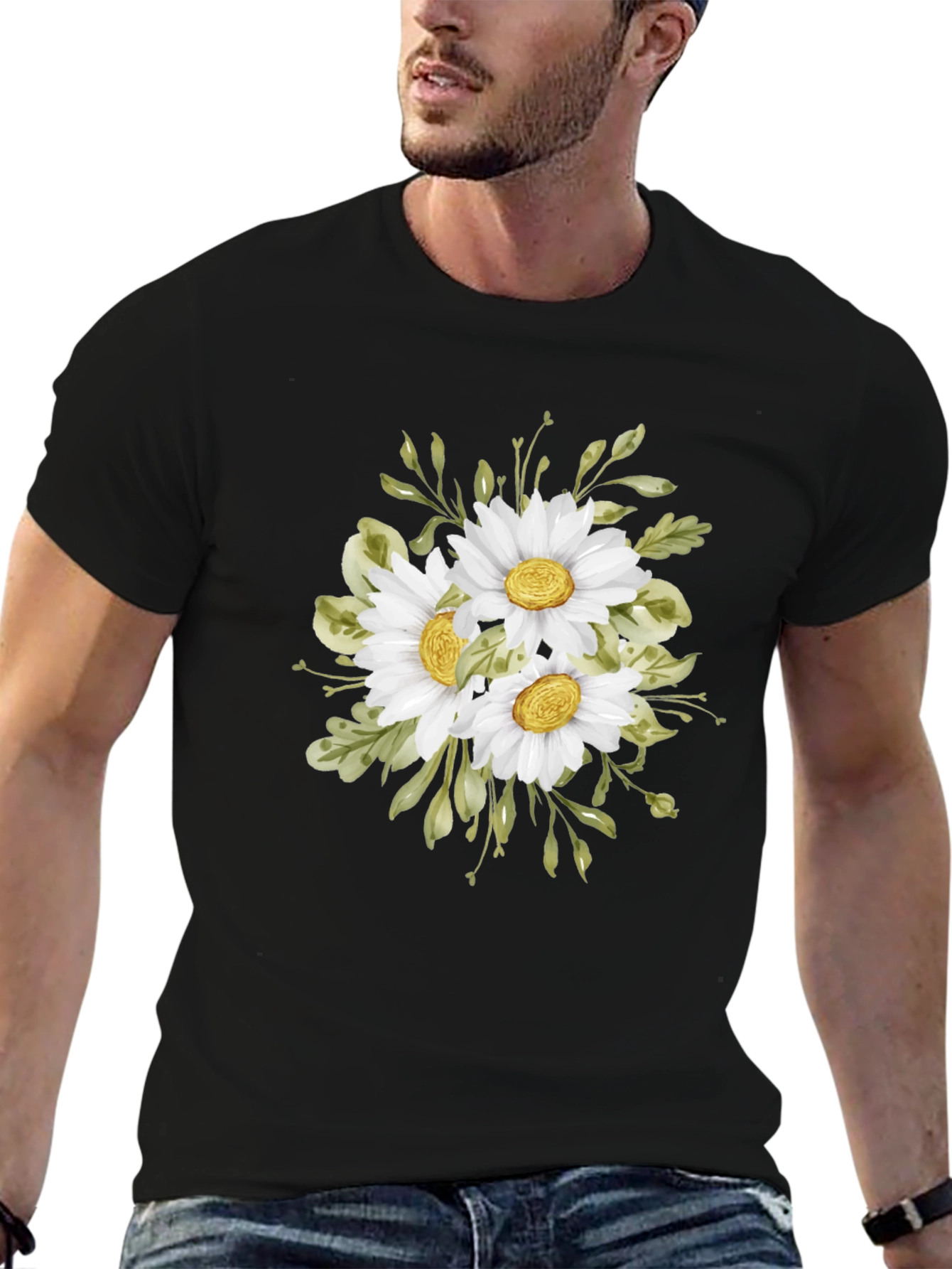 Daisy Bouquet Black T-Shirt