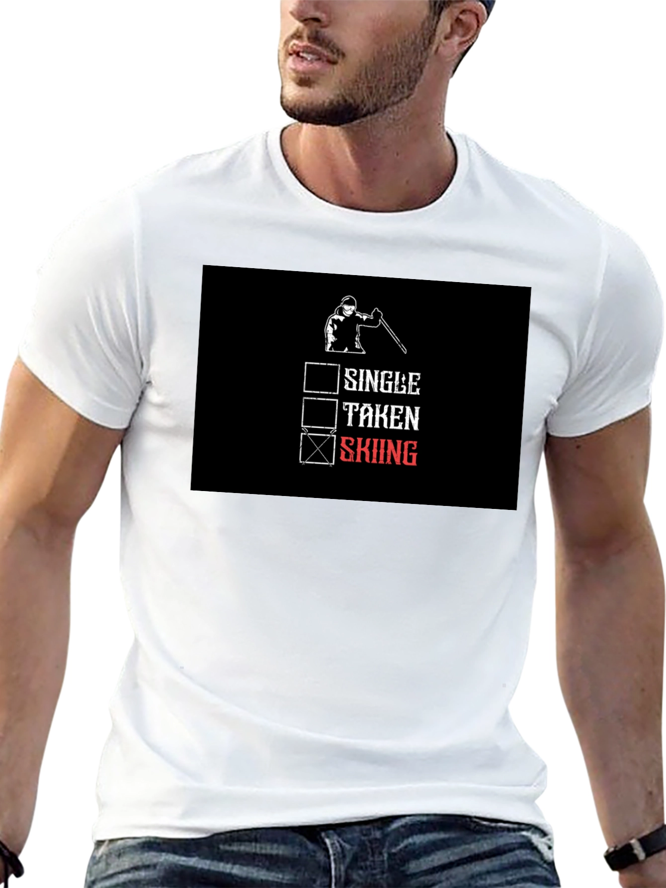 Skiing T-Shirt: Single Taken Skiing Checkbox Tee