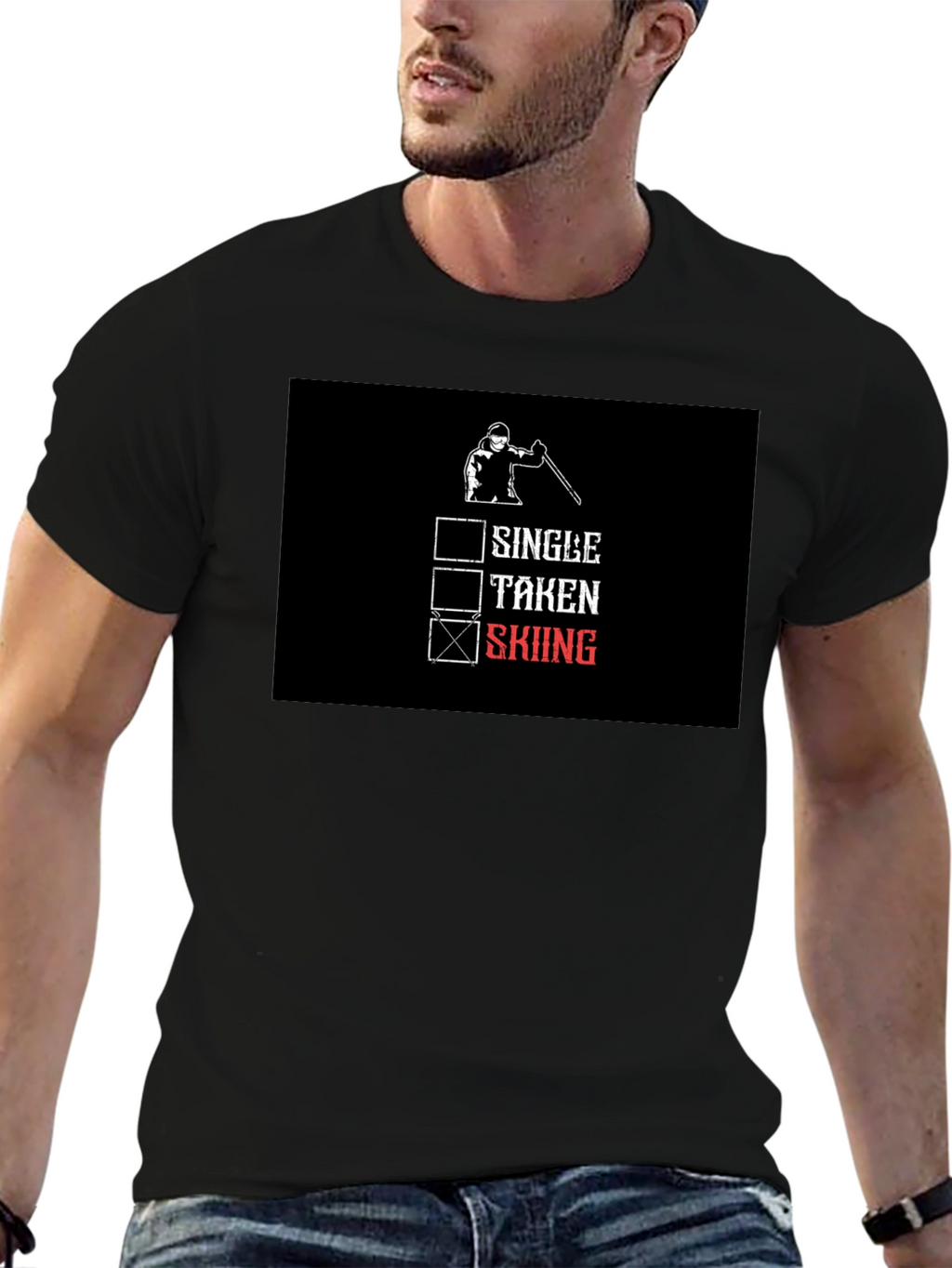 Skiing T-Shirt: Single Taken Skiing Checkbox Tee