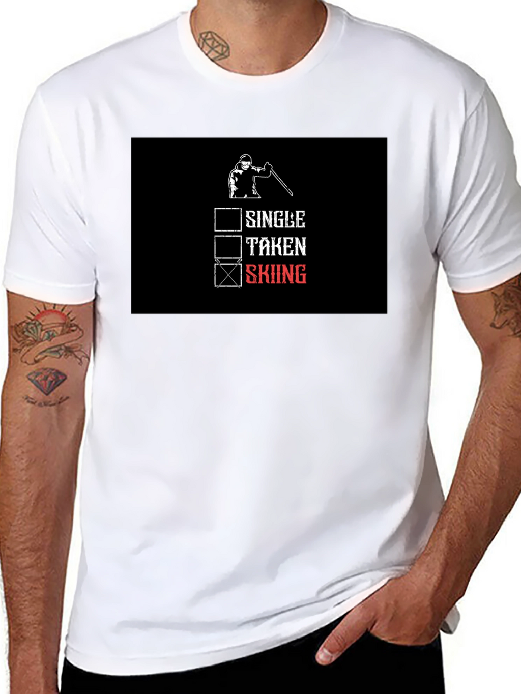 Skiing T-Shirt: Single Taken Skiing Checkbox Tee