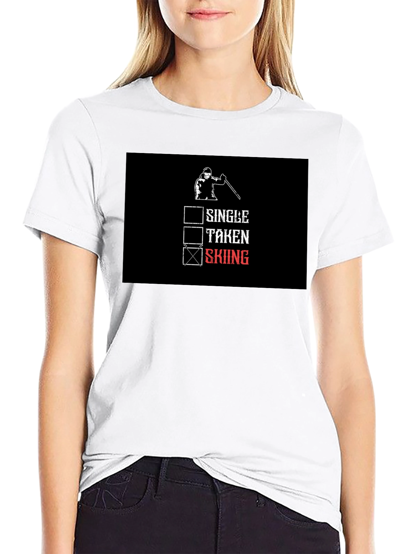 Skiing T-Shirt: Single Taken Skiing Checkbox Tee