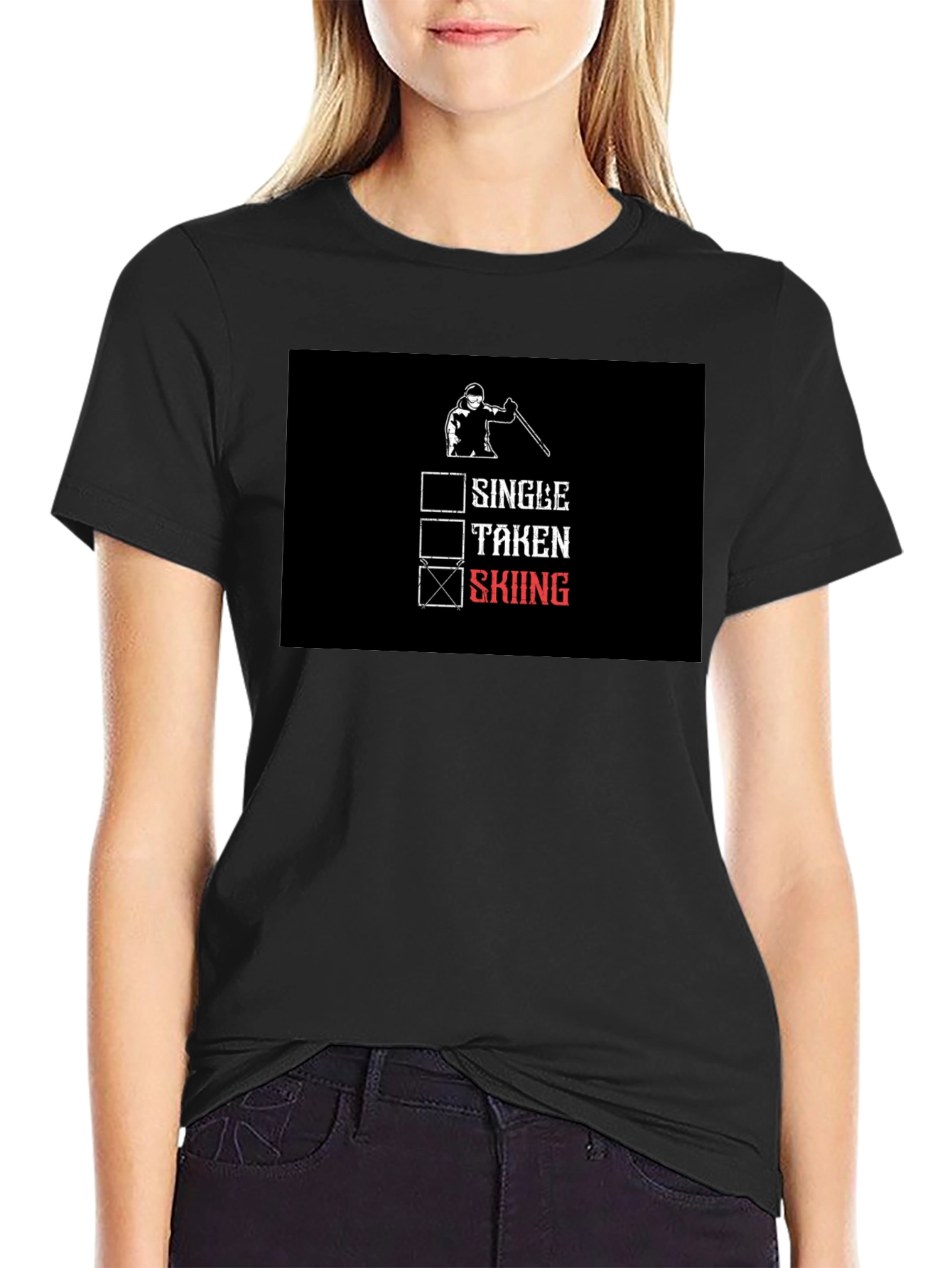 Skiing T-Shirt: Single Taken Skiing Checkbox Tee