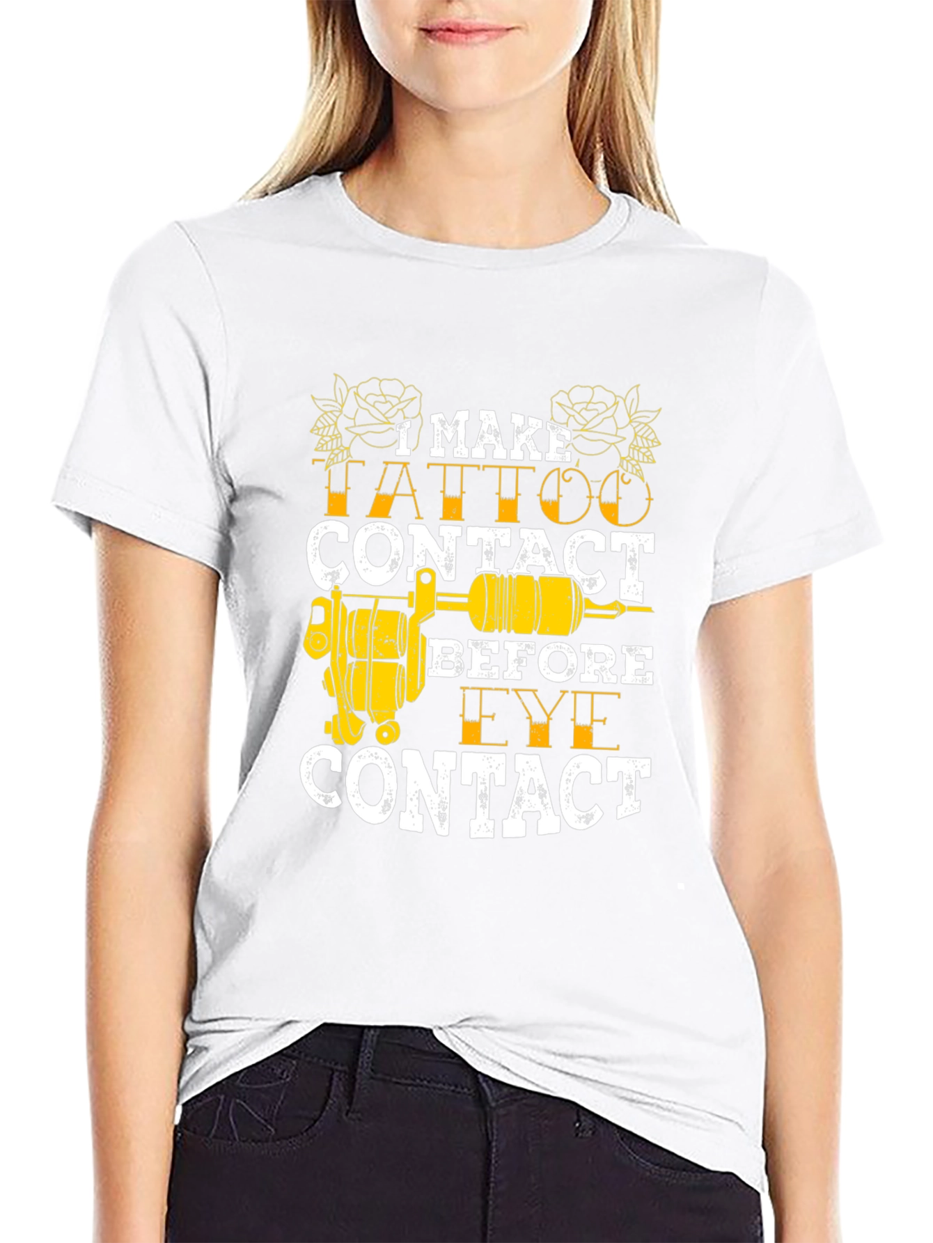 Tattoo Contact Black T-Shirt - Artist Humor