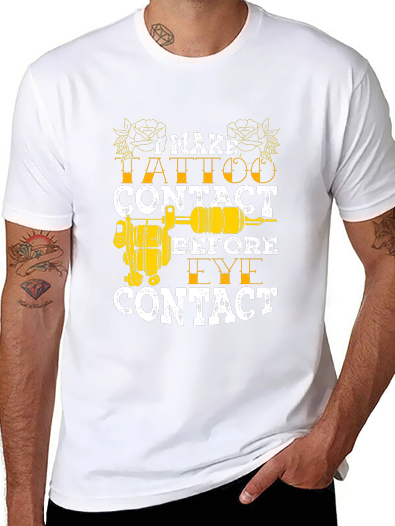 Tattoo Contact Black T-Shirt - Artist Humor