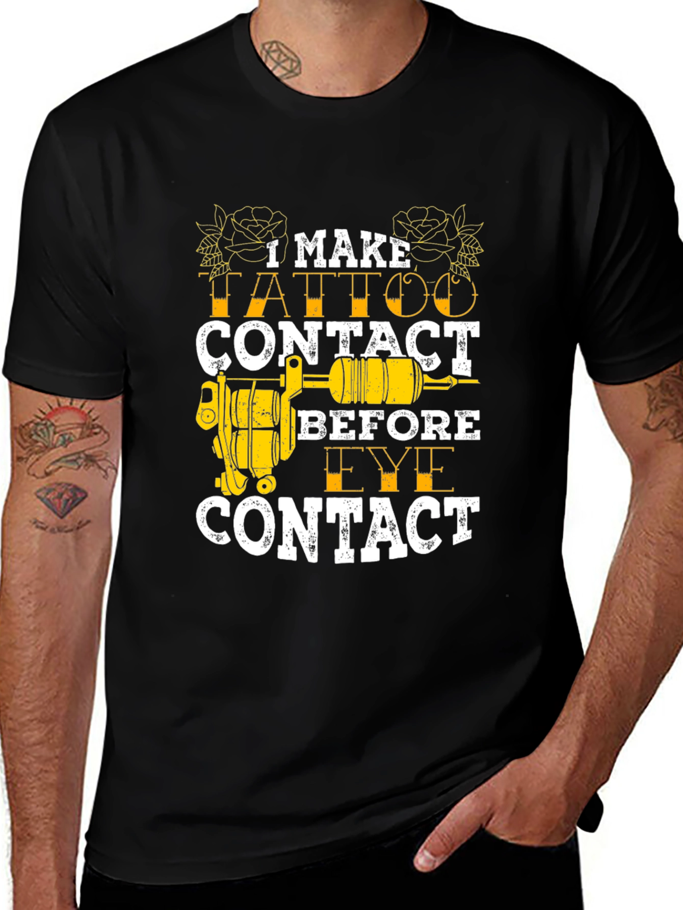 Tattoo Contact Black T-Shirt - Artist Humor