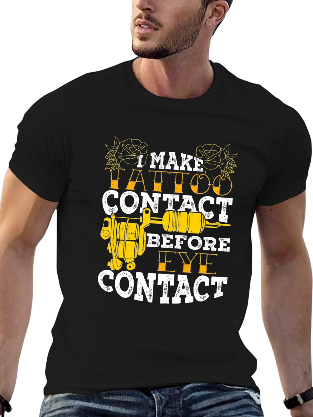 Tattoo Contact Black T-Shirt - Artist Humor