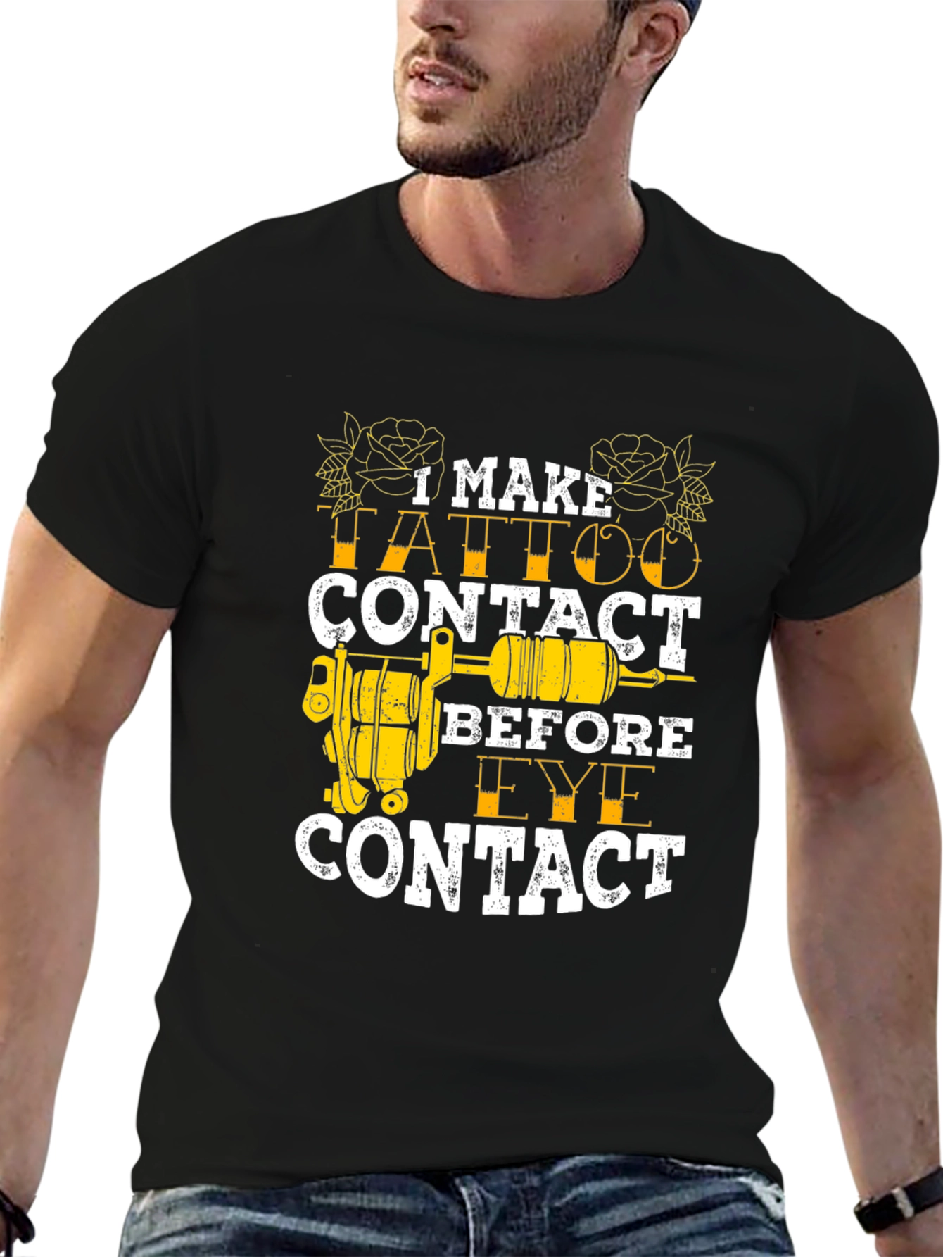 Tattoo Contact Black T-Shirt - Artist Humor