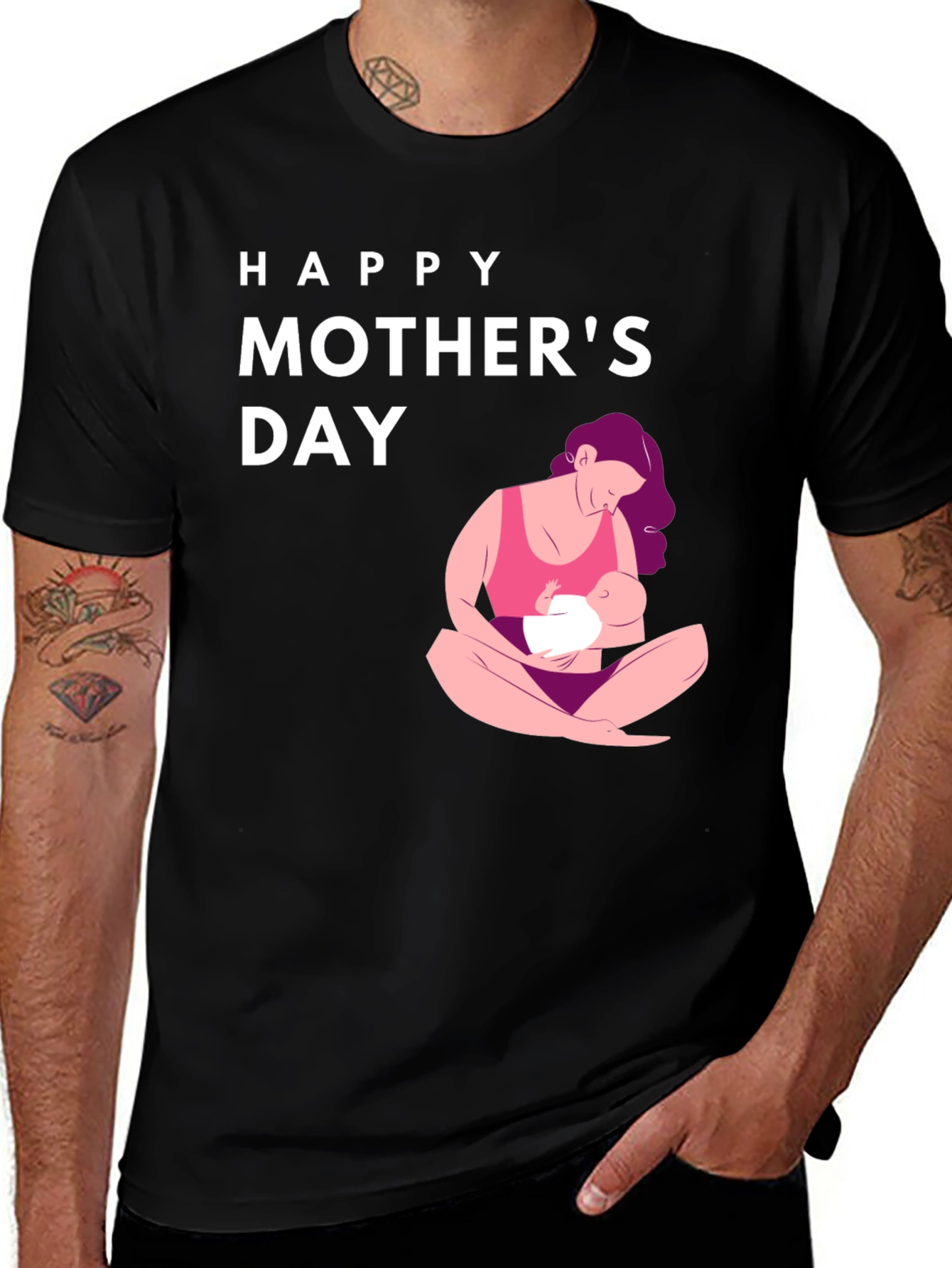 Happy Mothers Day Graphic Tee - Black