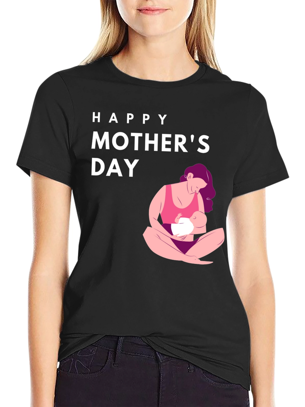 Happy Mothers Day Graphic Tee - Black