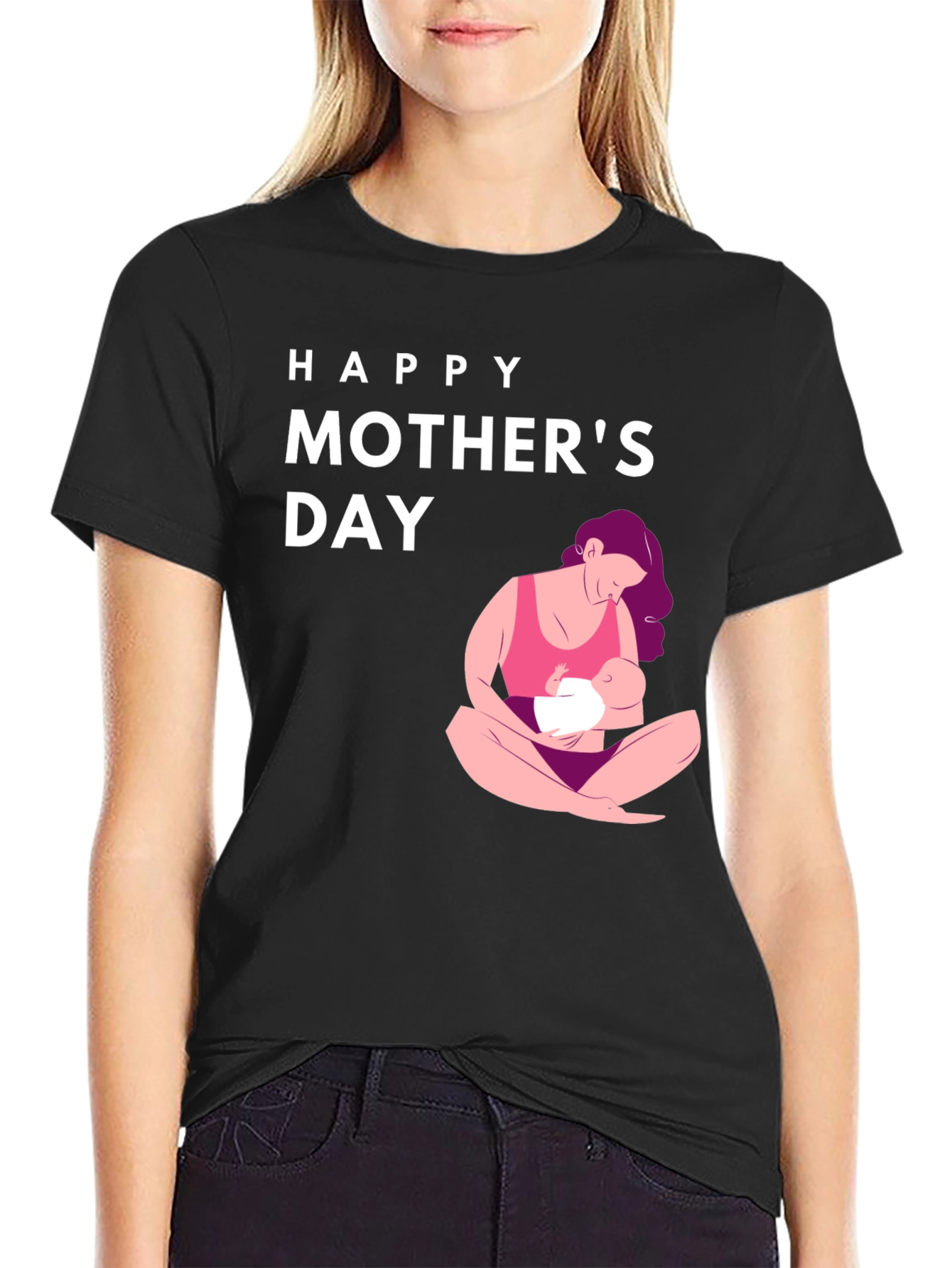 Happy Mothers Day Graphic Tee - Black