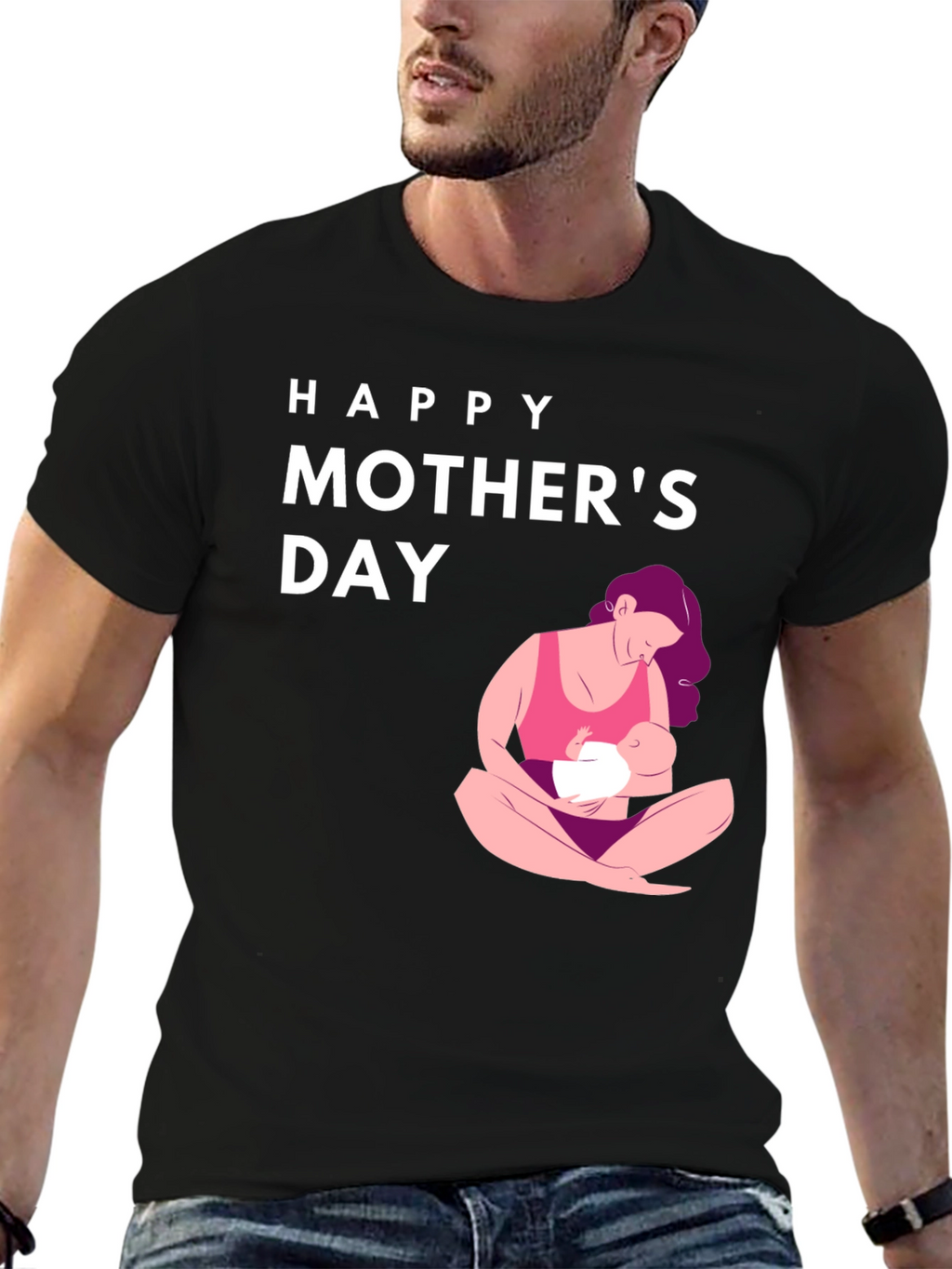 Happy Mothers Day Graphic Tee - Black