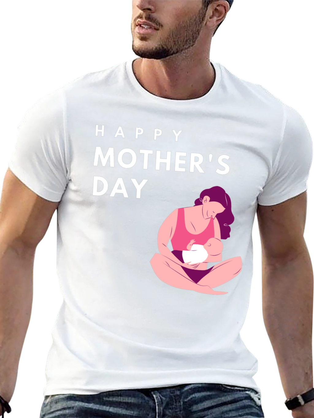 Happy Mothers Day Graphic Tee - Black