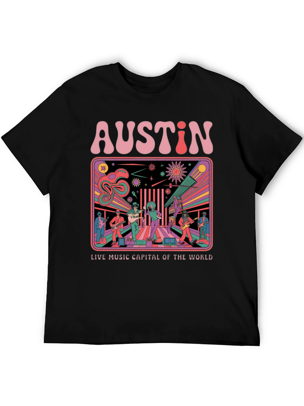 Austin Live Music T-Shirt - Retro Design