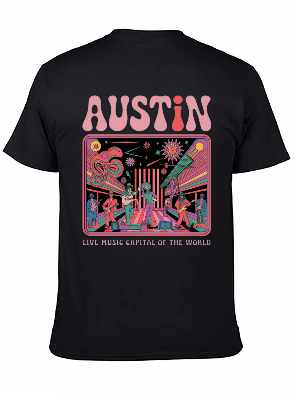 Austin Live Music T-Shirt - Retro Design