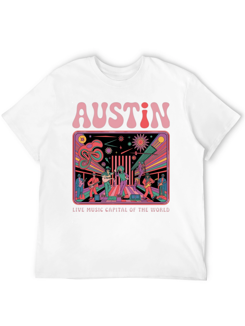 Austin Live Music T-Shirt - Retro Design