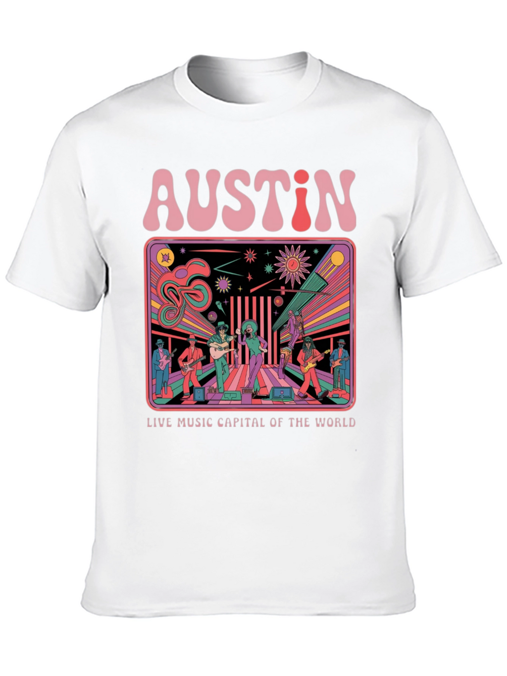 Austin Live Music T-Shirt - Retro Design