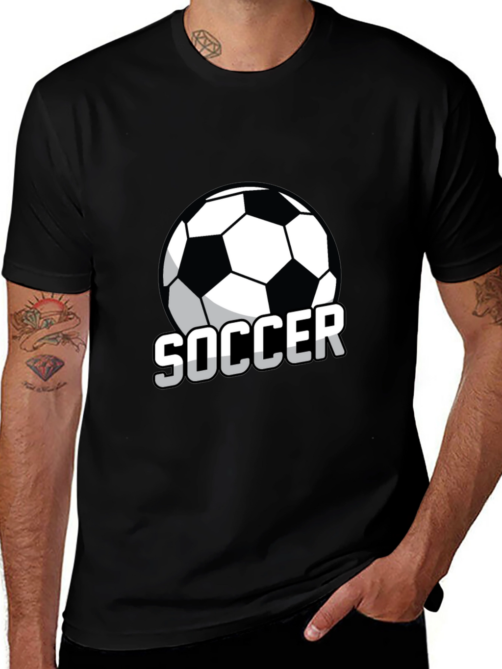Soccer Ball Graphic T-Shirt - Black Casual Tee