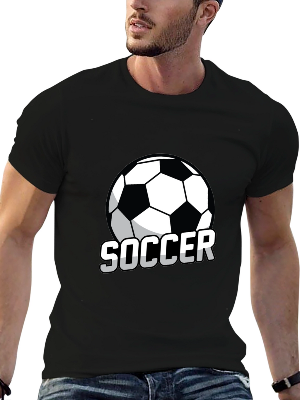 Soccer Ball Graphic T-Shirt - Black Casual Tee