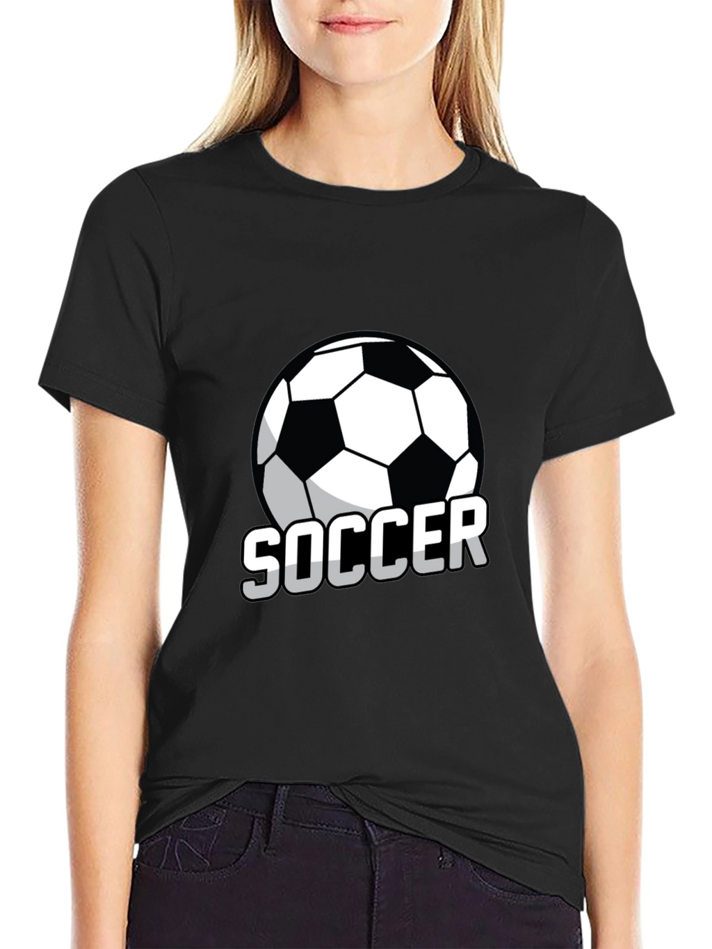 Soccer Ball Graphic T-Shirt - Black Casual Tee