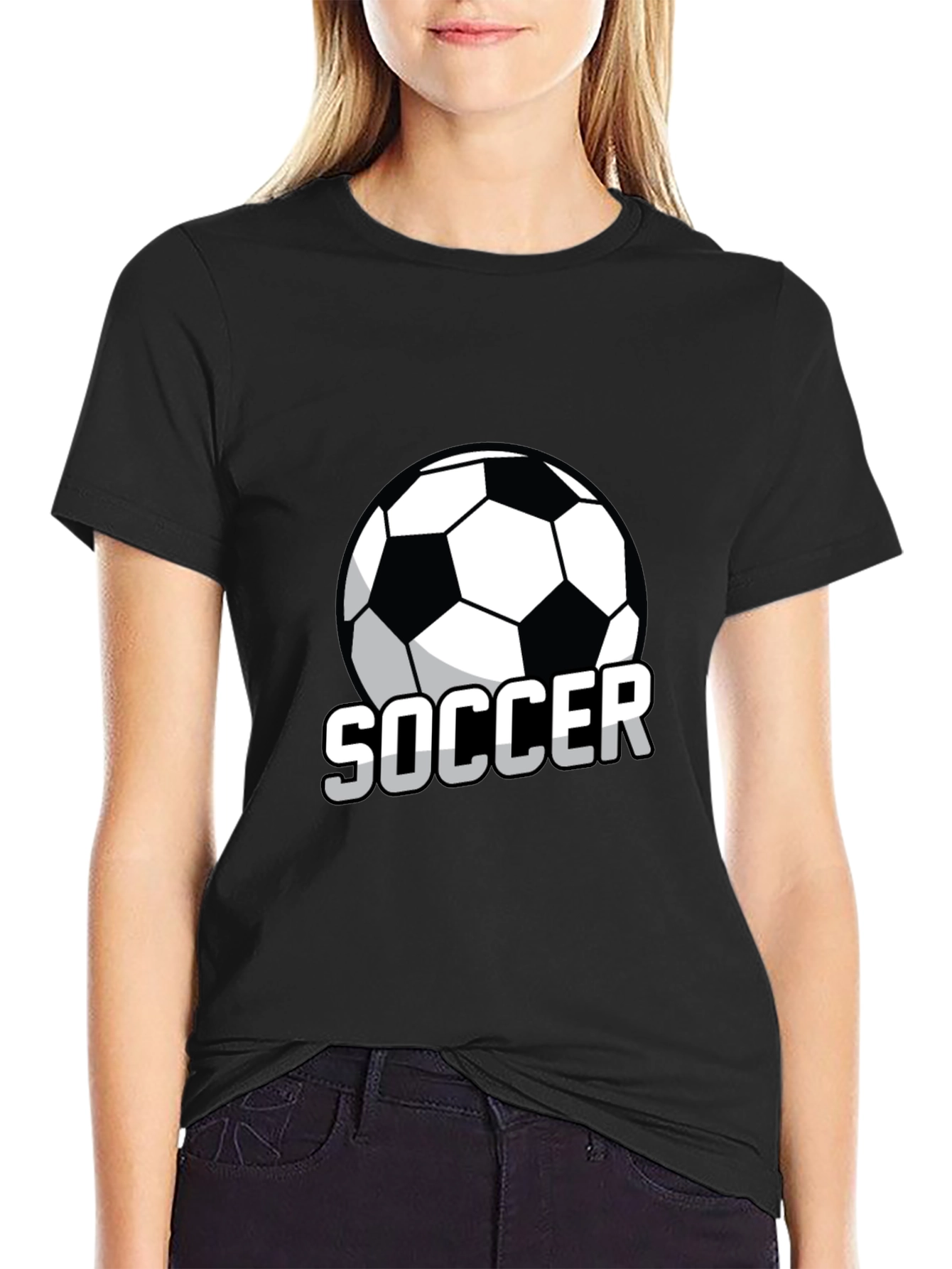 Soccer Ball Graphic T-Shirt - Black Casual Tee