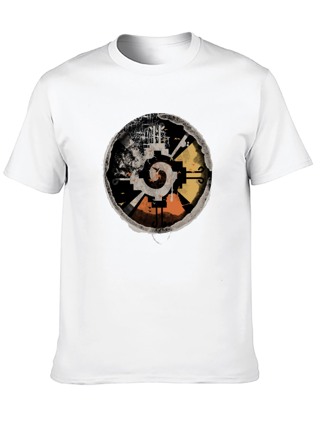 Abstract Aztec Sun Graphic Tee - Black
