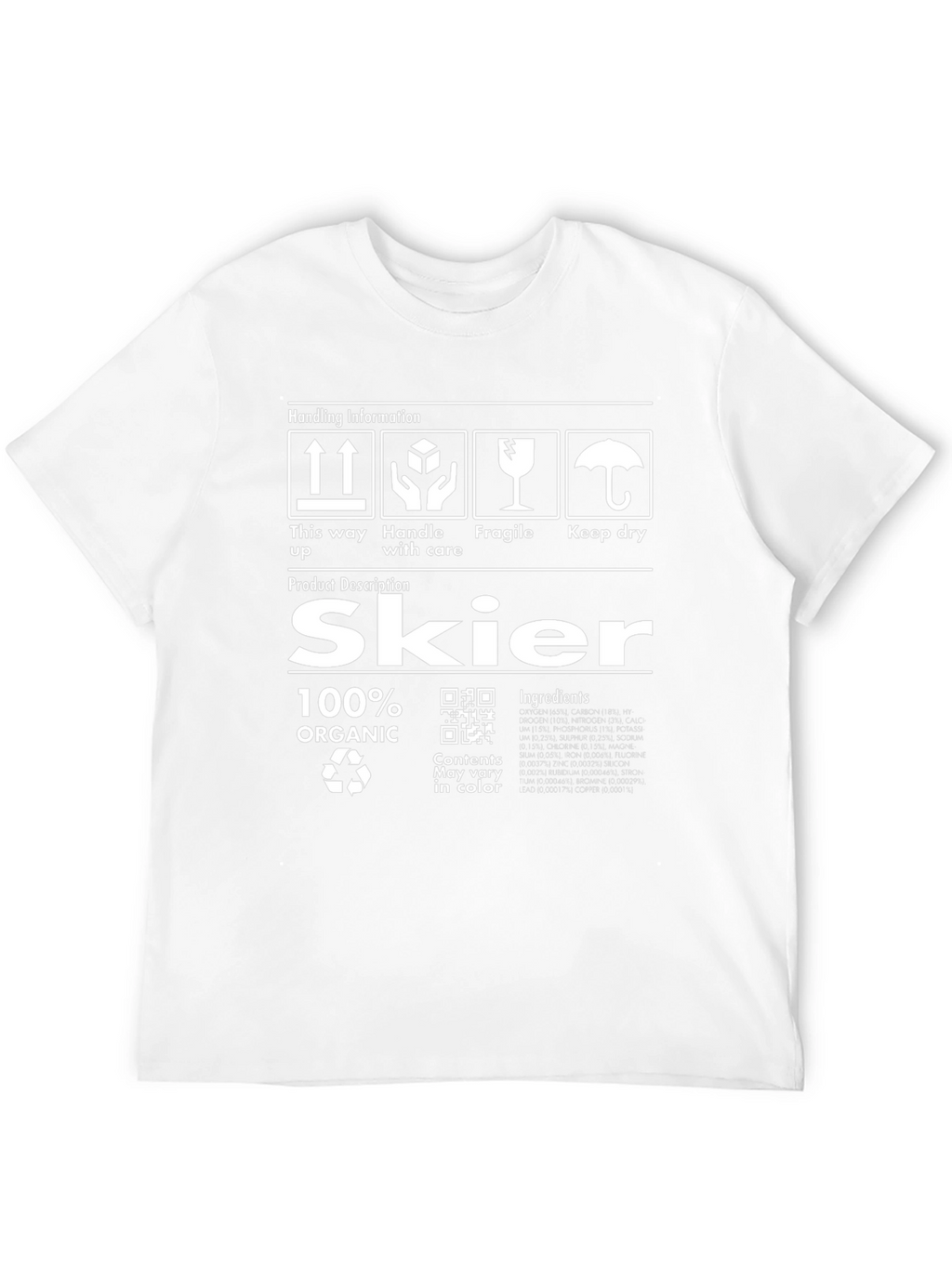 Organic Skier T-Shirt - Funny Handling Instructions Tee