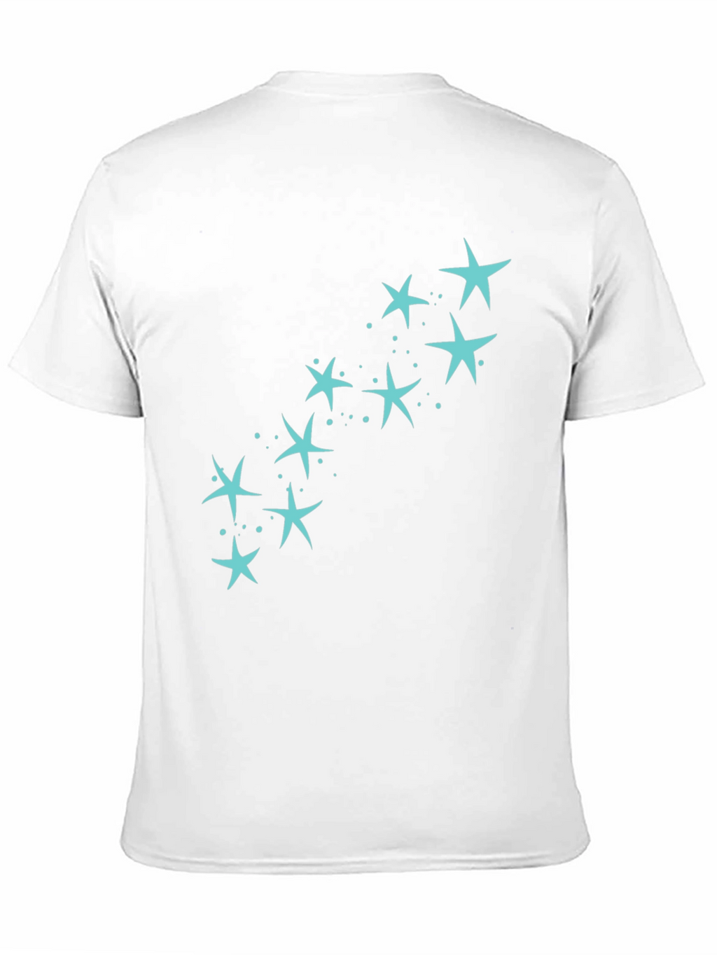 Mens Black T-Shirt with Teal Star Design