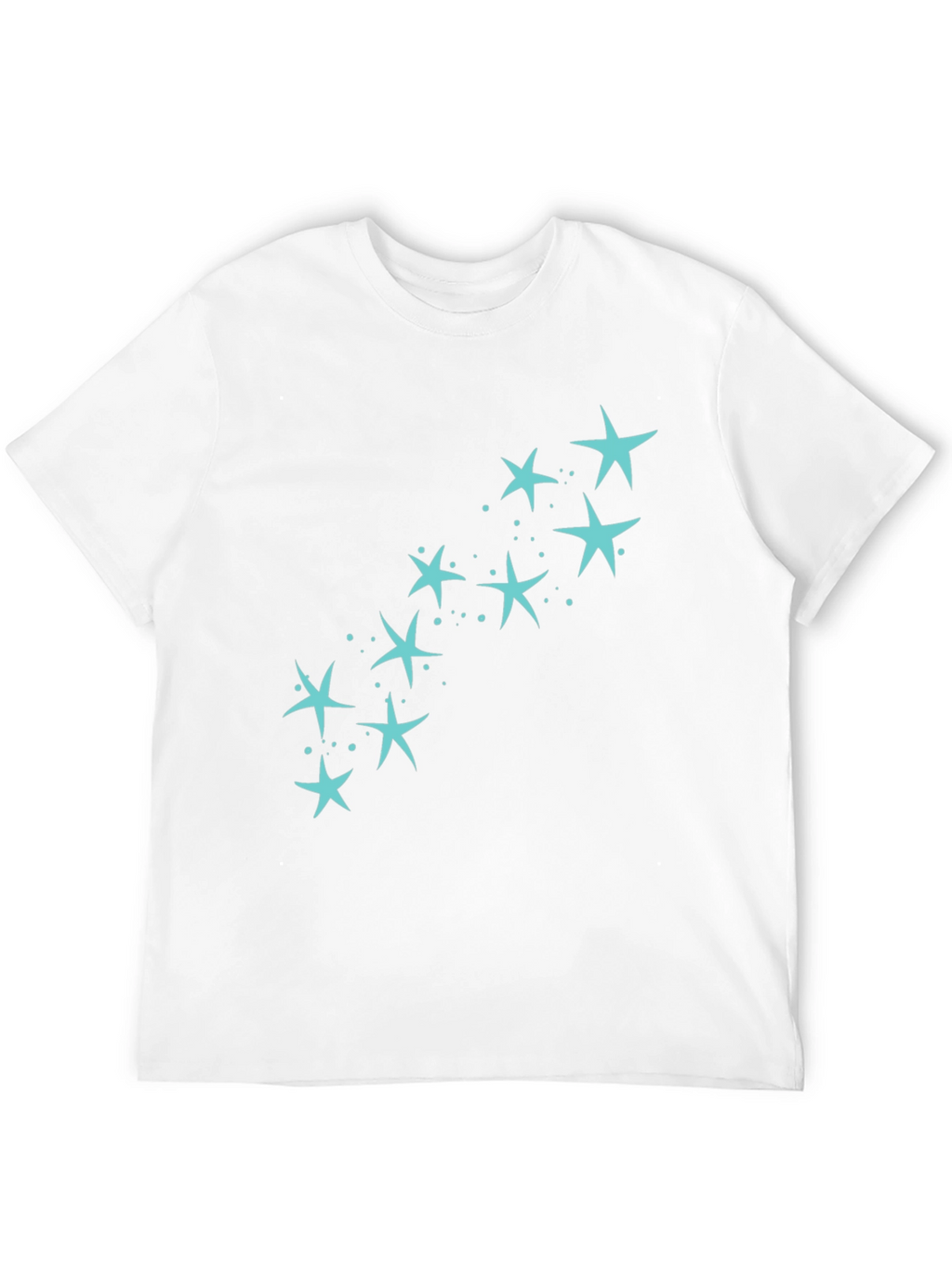 Mens Black T-Shirt with Teal Star Design