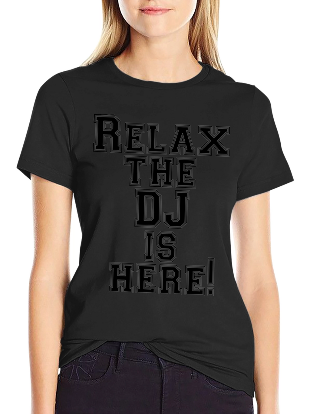Relax The DJ is Here! Graphic Tee - Black