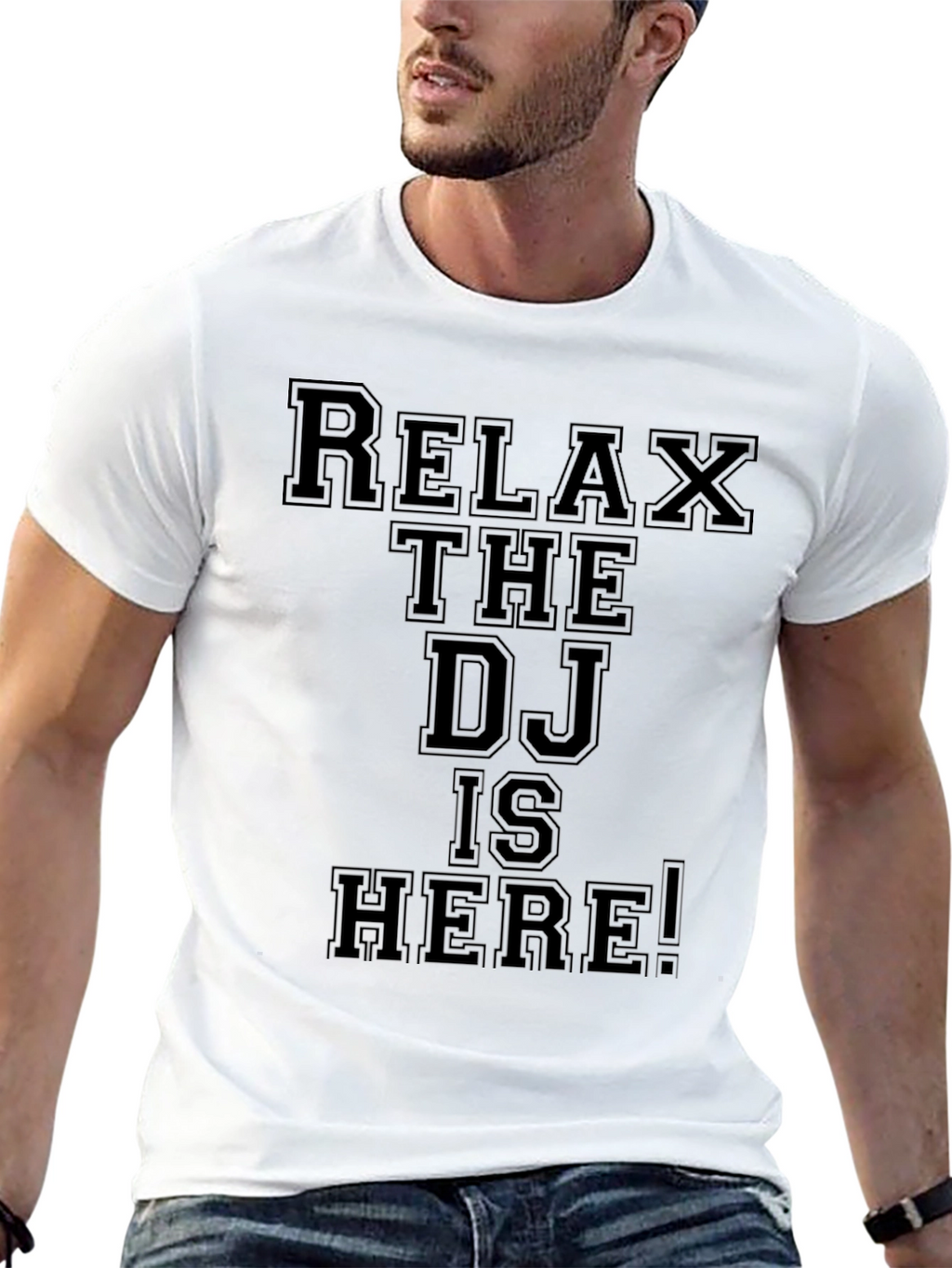 Relax The DJ is Here! Graphic Tee - Black