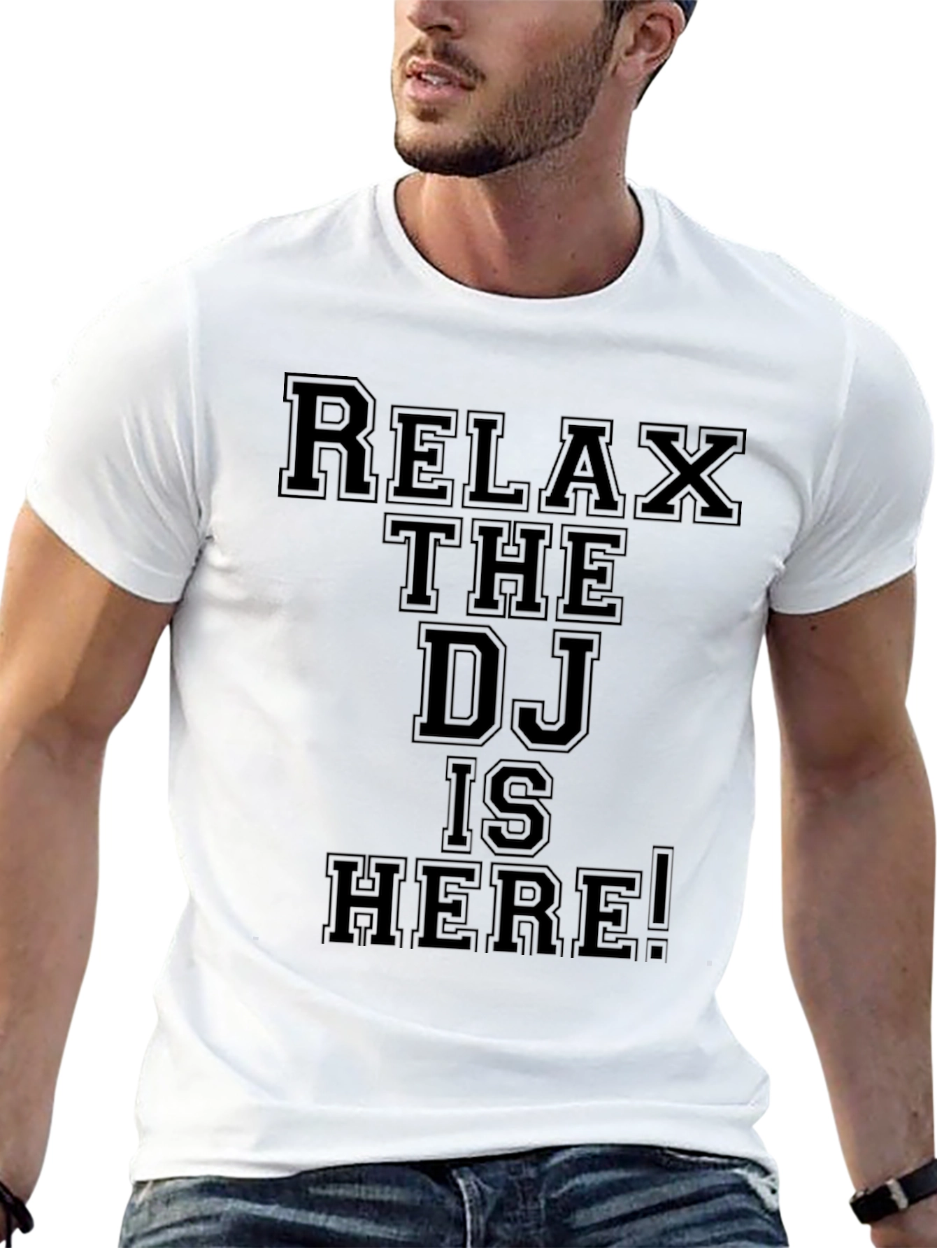 Relax The DJ is Here! Graphic Tee - Black