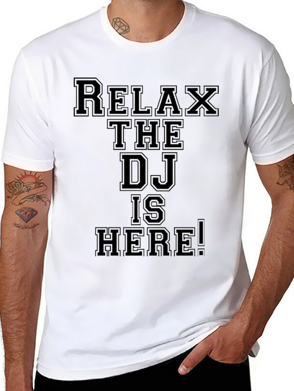 Relax The DJ is Here! Graphic Tee - Black