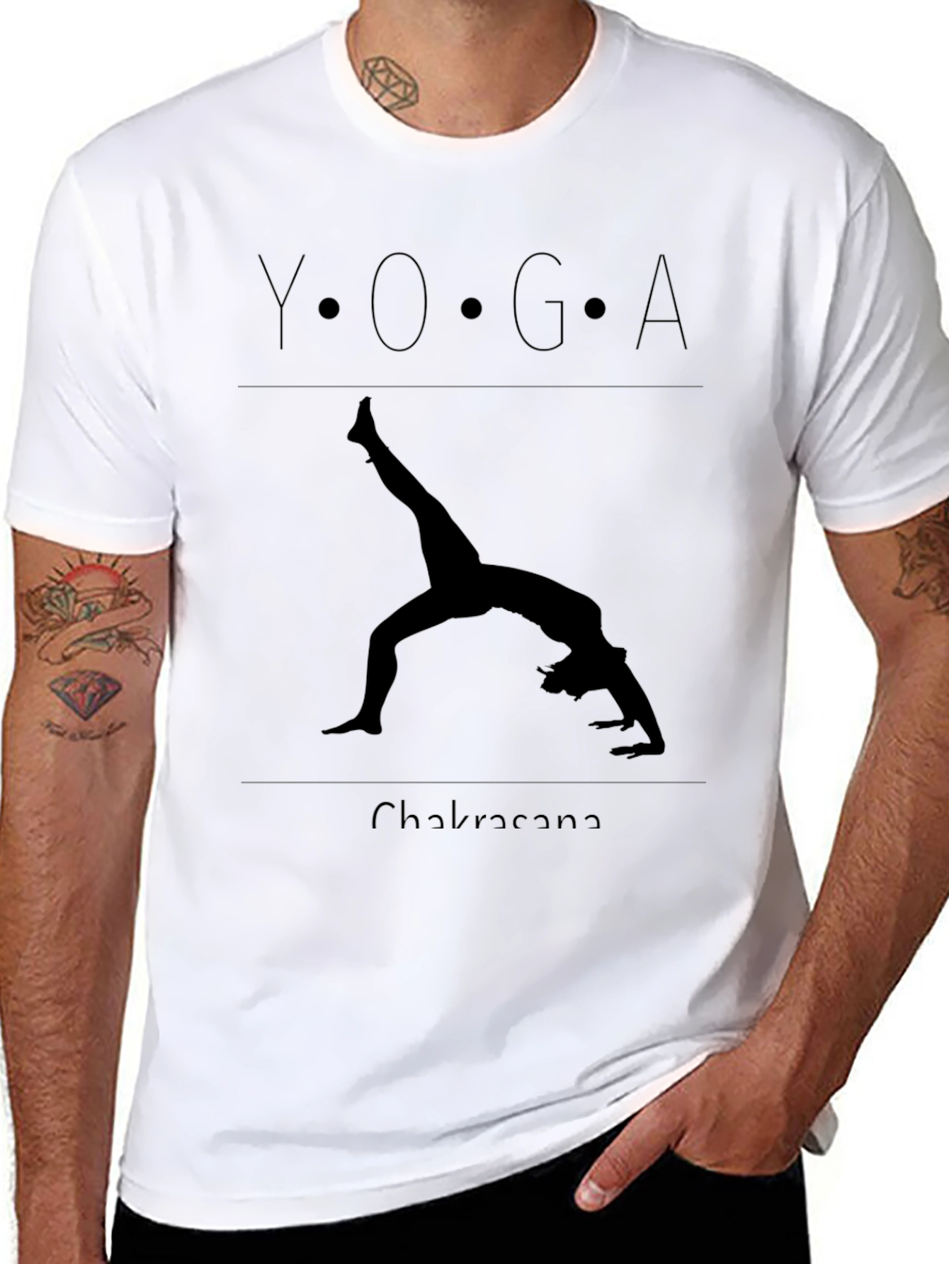 Yoga Chakra Pose Black Graphic Tee